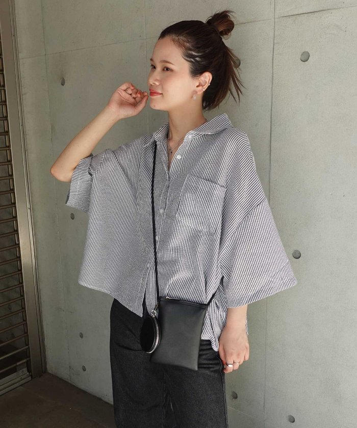 【コーナーズ/CORNERS】のビッグハーフスリーブシャツ インテリア・キッズ・メンズ・レディースファッション・服の通販 founy(ファニー) https://founy.com/ ファッション Fashion レディースファッション Ladies' Fashion Online トップス・カットソー Tops/Tshirt シャツ/ブラウス Shirts/Blouses ストライプ Stripe ブロード Broad ルーズ Loose ワッシャー Washer 無地 Plain Color |ID: prp329100004552672 ipo3291000000032682295
