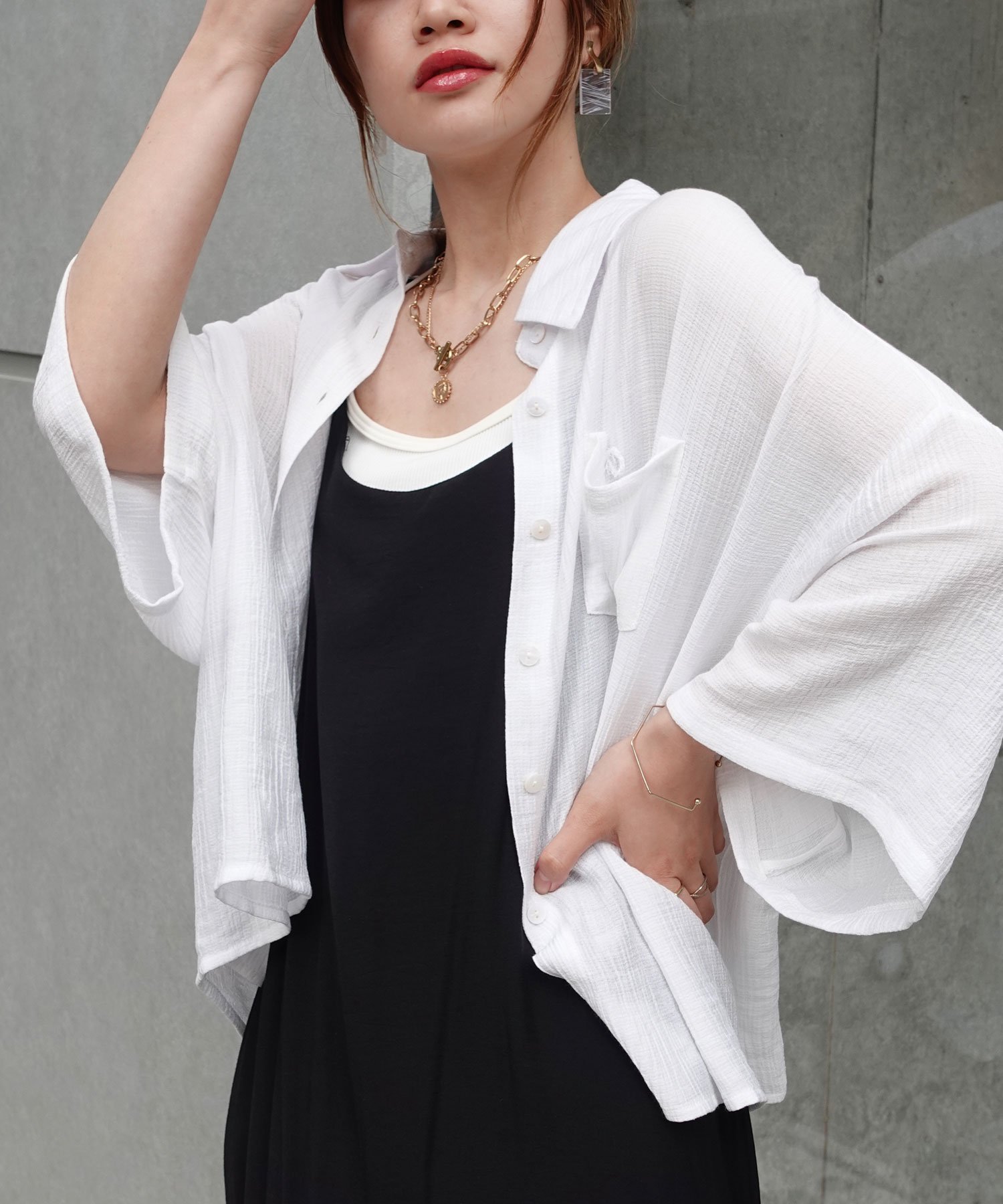【コーナーズ/CORNERS】のビッグハーフスリーブシャツ インテリア・キッズ・メンズ・レディースファッション・服の通販 founy(ファニー) 　ファッション　Fashion　レディースファッション　Ladies' Fashion Online　トップス・カットソー　Tops/Tshirt　シャツ/ブラウス　Shirts/Blouses　ストライプ　Stripe　ブロード　Broad　ルーズ　Loose　ワッシャー　Washer　無地　Plain Color　ホワイト|ID: prp329100004552672 ipo3291000000032682308
