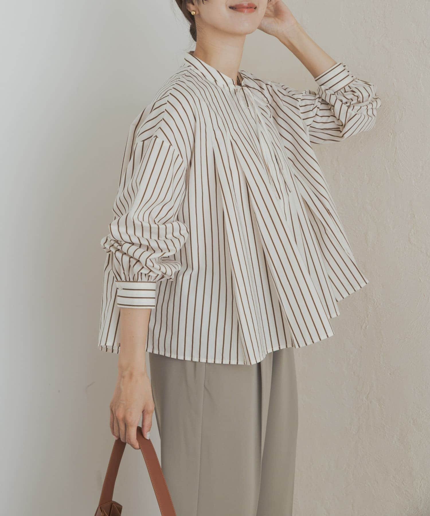 【アーバンリサーチ ドアーズ/URBAN RESEARCH DOORS】のストライプリボンフレアブラウス 人気、トレンドファッション・服の通販 founy(ファニー) 　ファッション　Fashion　レディースファッション　Fashion for Women　トップス・カットソー　Cut & Sew Tops　シャツ・ブラウス・オフィスカジュアル　Elegant Blouses & Button-Ups　春　Spring　ショート　Short, Short Length　ストライプ　Stripe, Striped Pattern　人気　Popular, Best Seller　フェミニン　Feminine, Girly　フロント　Front, Front Design　リボン　Ribbon, Bow　A/W・秋冬　Autumn/Winter　冬　Winter / This Winter　エレガント 上品　Elegant　2025年　2025　2025-2026秋冬・A/W　Autumn/Winter 2025–26 AW25–26　 other-1|ID: prp329100004552715 ipo3291000000033716870