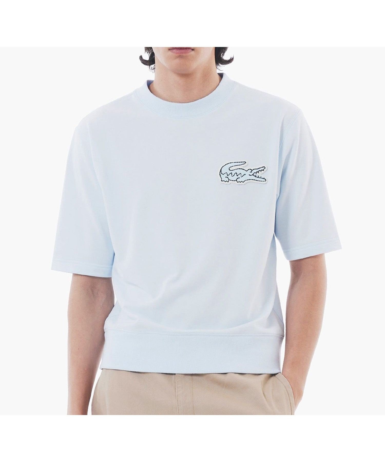 【ラコステ/LACOSTE / MEN】のオーバーサイズクロックエンブレムスウェットTシャツ トレーナー インテリア・キッズ・メンズ・レディースファッション・服の通販 founy(ファニー) 　ファッション　Fashion　メンズファッション　Fashion for Men　スウェット / スエット　Sweatshirt, Sweatwear　トレーナー　Sweatshirt, Trainer　夏　Summer　定番　Standard, Basic Item　春　Spring　S/S・春夏　SS, Spring/Summer, Warm Season　サックスブルー|ID: prp329100004552744 ipo3291000000033509166