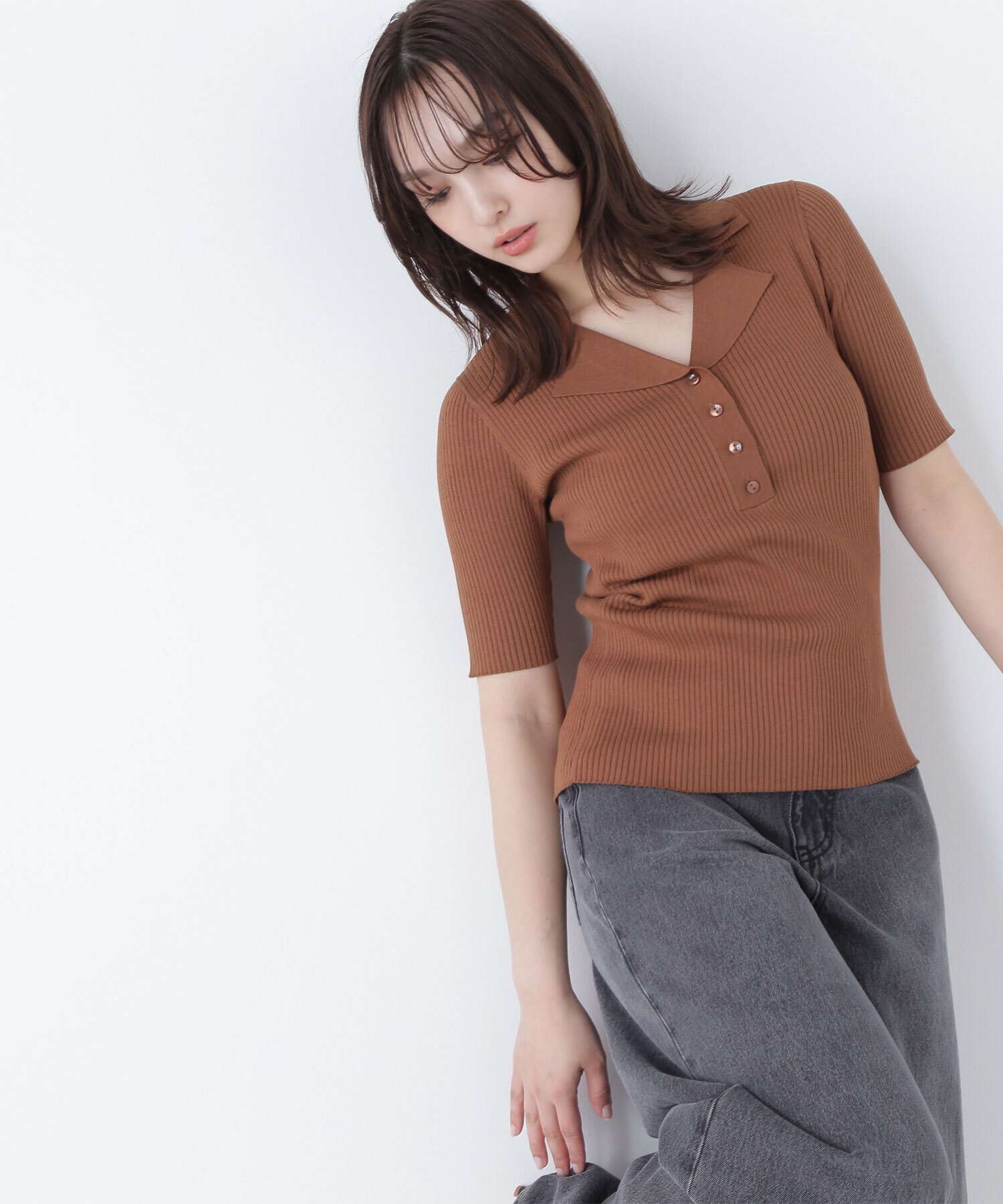 【ナチュラル ビューティー ベーシック/NATURAL BEAUTY BASIC】のカイキンリブニット インテリア・キッズ・メンズ・レディースファッション・服の通販 founy(ファニー) 　ファッション　Fashion　レディースファッション　Ladies' Fashion Online　トップス・カットソー　Tops/Tshirt　ニット　Knit Tops　フィット　Fit　ベーシック　Basic　ブラウン|ID: prp329100004552795 ipo3291000000032687767
