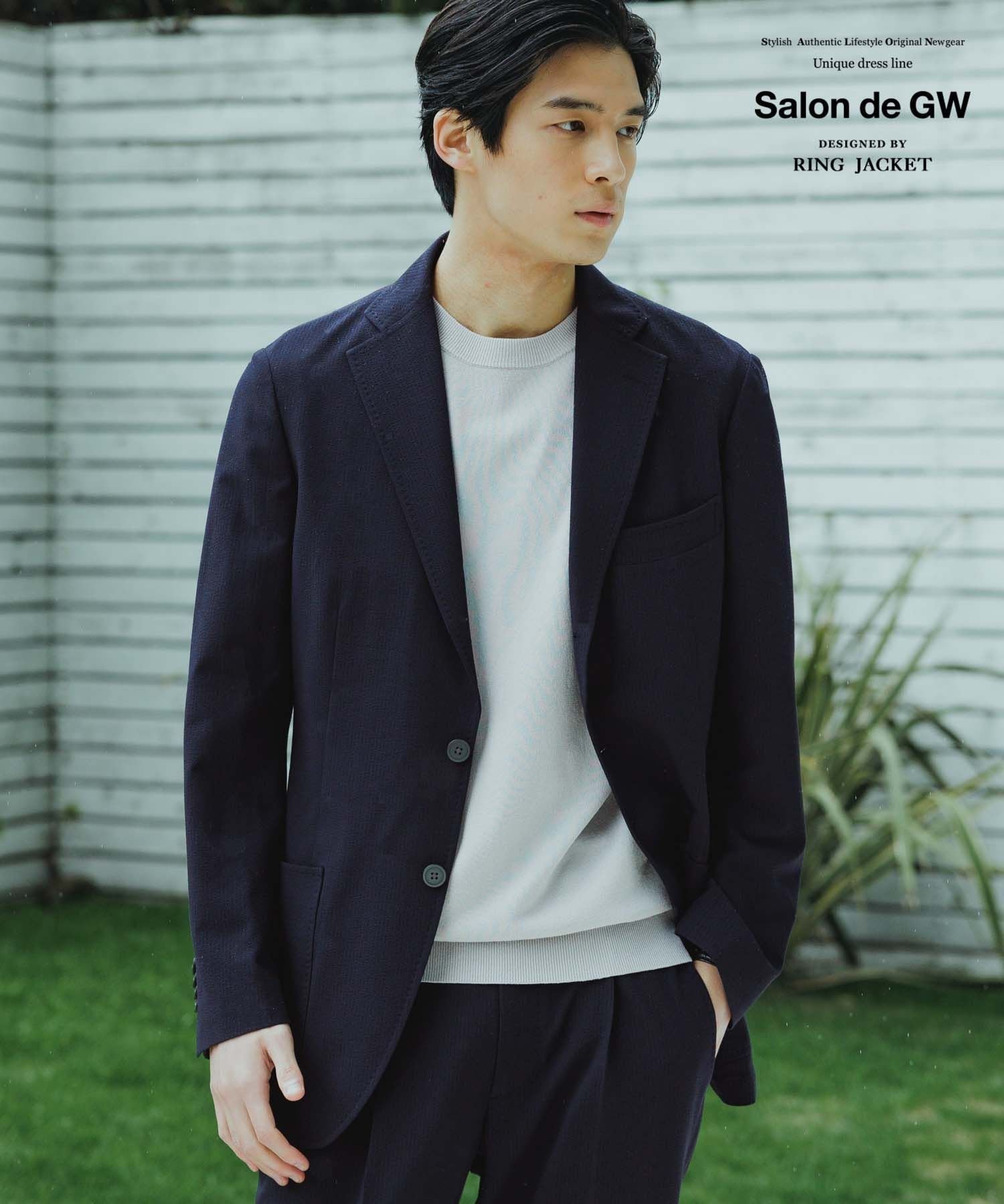 【グローバルワーク/GLOBAL WORK / MEN】のシアサッカージャケット/Salon de GW/253198 インテリア・キッズ・メンズ・レディースファッション・服の通販 founy(ファニー) 　ファッション　Fashion　メンズファッション　MEN　サッカー　Soccer　ジャケット　Jacket　セットアップ　Set Up　パッチ　Patch　フィット　Fit　フロント　Front　ベーシック　Basic　ボトム　Bottom　ポケット　Pocket　レギュラー　Regular　ワーク　Work　夏　Summer　ビジネス 仕事 通勤　Business　ネイビー88|ID: prp329100004552805 ipo3291000000032178694
