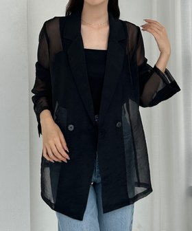【ジュノア/JUNOAH】のLouere シアーテーラードジャケット 人気、トレンドファッション・服の通販 founy(ファニー) ファッション Fashion レディースファッション WOMEN アウター Coat Outerwear ジャケット Jackets テーラードジャケット Tailored Jackets |ID:prp329100004552867