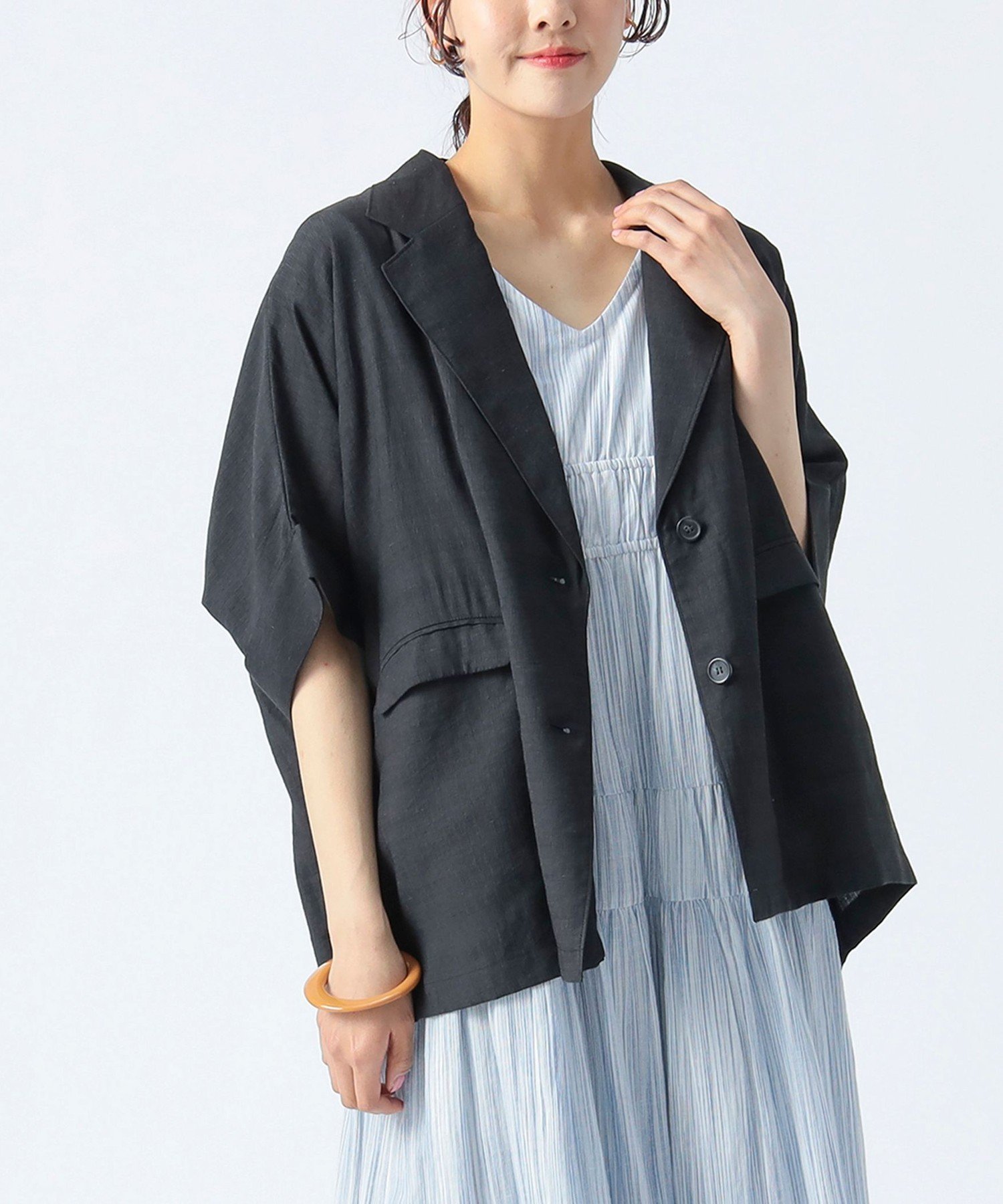 【ビームス ハート/BEAMS HEART】のフレンチスリーブ ジャケット インテリア・キッズ・メンズ・レディースファッション・服の通販 founy(ファニー) 　ファッション　Fashion　レディースファッション　WOMEN　アウター　Coat Outerwear　ジャケット　Jackets　おすすめ　Recommend　キャミソール　Camisole　シンプル　Simple　ジャケット　Jacket　スリーブ　Sleeve　タンク　Tank　トレンド　Trend　ノースリーブ　No Sleeve　フレンチ　French　ルーズ　Loose　夏　Summer　旅行　Travel　春　Spring　S/S・春夏　Ss・Spring/Summer　軽量　Lightweight　BLACK|ID: prp329100004552942 ipo3291000000032180073