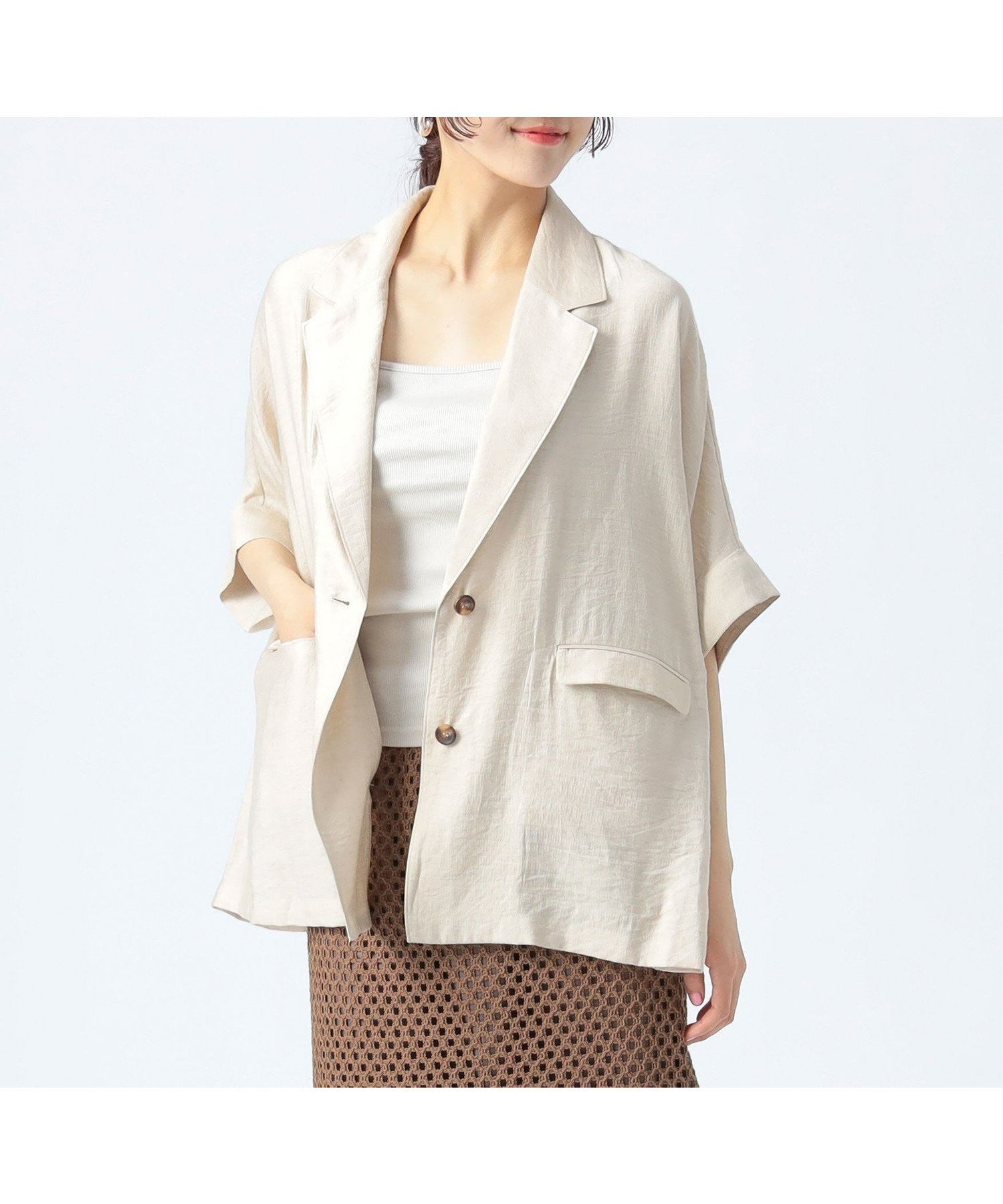 【ビームス ハート/BEAMS HEART】のフレンチスリーブ ジャケット インテリア・キッズ・メンズ・レディースファッション・服の通販 founy(ファニー) 　ファッション　Fashion　レディースファッション　WOMEN　アウター　Coat Outerwear　ジャケット　Jackets　おすすめ　Recommend　キャミソール　Camisole　シンプル　Simple　ジャケット　Jacket　スリーブ　Sleeve　タンク　Tank　トレンド　Trend　ノースリーブ　No Sleeve　フレンチ　French　ルーズ　Loose　夏　Summer　旅行　Travel　春　Spring　S/S・春夏　Ss・Spring/Summer　軽量　Lightweight　BEIGE|ID: prp329100004552942 ipo3291000000032180074