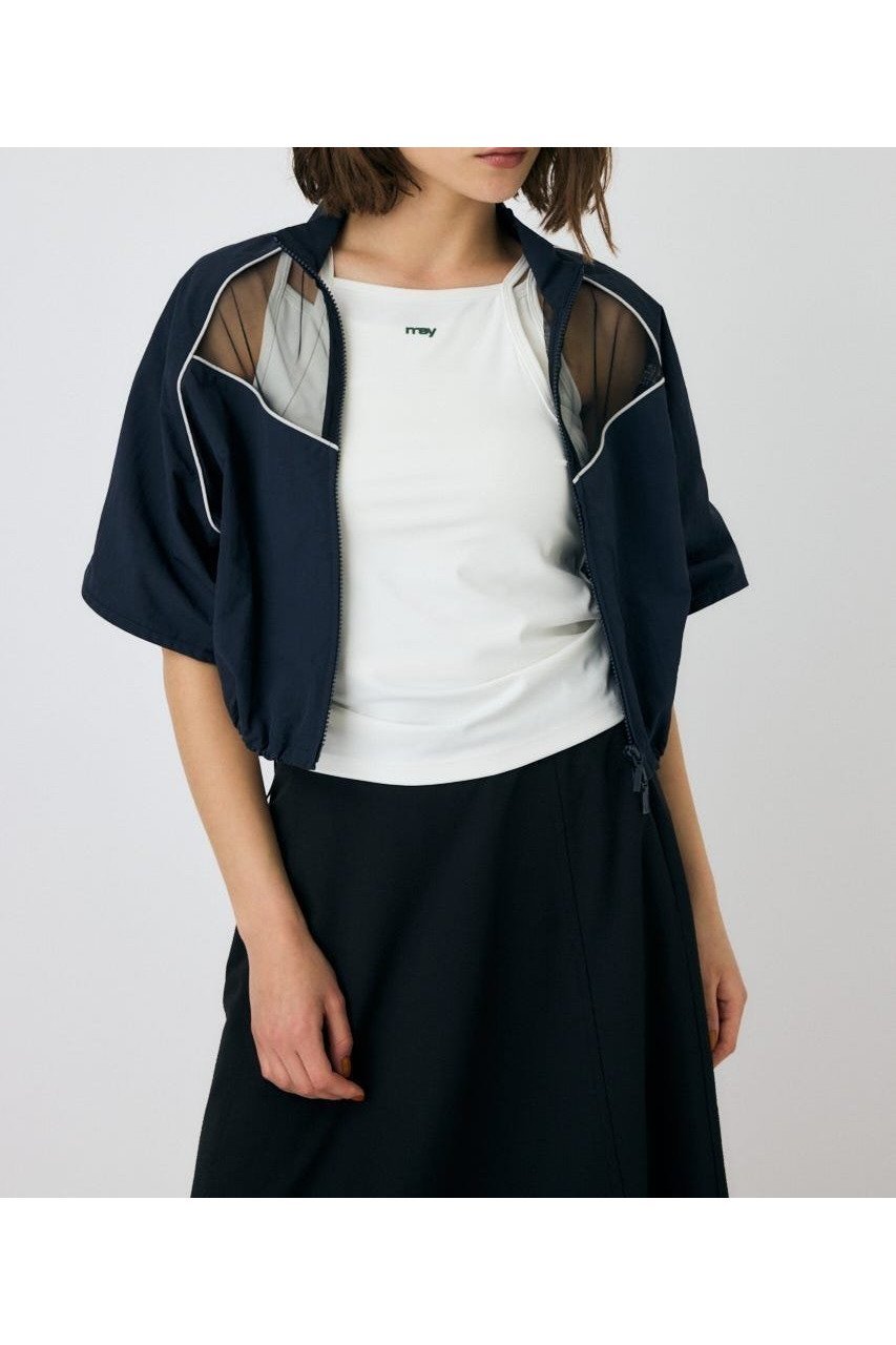 【マウジー/moussy】のPIPING HALF SLEEVE トラックジャケット インテリア・キッズ・メンズ・レディースファッション・服の通販 founy(ファニー) 　ファッション　Fashion　レディースファッション　WOMEN　アウター　Coat Outerwear　ジャケット　Jackets　おすすめ　Recommend　インナー　Inner　シアー　Sheer　ジャケット　Jacket　メッシュ　Mesh　人気　Popularity　再入荷　Restock/Back In Stock/Re Arrival　D/NVY3|ID: prp329100004552946 ipo3291000000032180098
