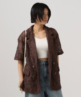 【ベイフロー/BAYFLOW】のトレンド感をプラス ハーフスリーブレースジャケット 人気、トレンドファッション・服の通販 founy(ファニー) ファッション Fashion レディースファッション WOMEN アウター Coat Outerwear ジャケット Jackets おすすめ Recommend シンプル Simple ジャケット Jacket ダブル Double デニム Denim トレンド Trend レース Race 夏 Summer |ID:prp329100004552956