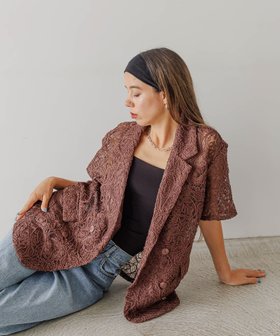 【ベイフロー/BAYFLOW】のトレンド感をプラス ハーフスリーブレースジャケット 人気、トレンドファッション・服の通販 founy(ファニー) ファッション Fashion レディースファッション Fashion for Women アウター Coat / Outerwear Collection レディースジャケット・軽アウター Jackets おすすめ Recommended / Our Picks シンプル Simple, Minimal ジャケット Jacket, Outerwear ダブル Double, Double-Breasted デニム Denim, Jeans Material トレンド Trend, Trending Now レース Lace, Lace Fabric 夏 Summer |ID:prp329100004552956