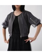 【ラシュッド/LASUD】のチュールドッキングショートブルゾン チャコールグレー|ID: prp329100004552958 ipo3291000000032661275