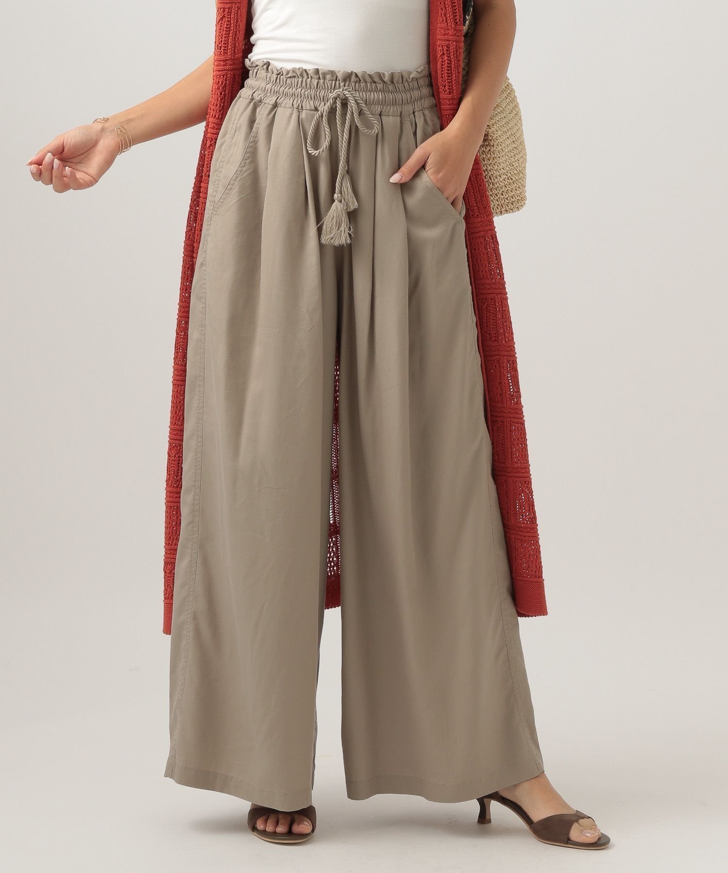 【ベイフロー/BAYFLOW】のテンセル(TM)繊維混ワイドパンツ インテリア・キッズ・メンズ・レディースファッション・服の通販 founy(ファニー) 　ファッション　Fashion　レディースファッション　Fashion for Women　パンツ　Pants & Trousers　おすすめ　Recommended / Our Picks　スタンダード　Standard, Basic　セットアップ　Set-Up, Coordinated Outfit　ワイド　Wide, Wide Fit　人気　Popular, Best Seller　半袖　Short Sleeve, Half Sleeve　グレージュ13|ID: prp329100004552982 ipo3291000000033202505