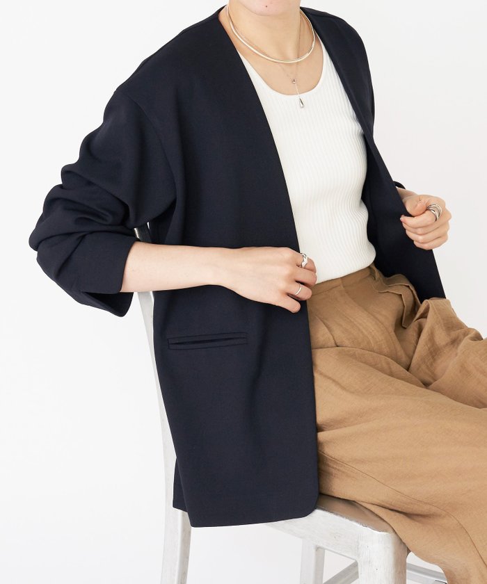 【その他のブランド/Other】のノーカラージャケット インテリア・キッズ・メンズ・レディースファッション・服の通販 founy(ファニー) https://founy.com/ ファッション Fashion レディースファッション Ladies' Fashion Online アウター Coat Outerwear ジャケット Jackets ノーカラージャケット No Collar Leather Jackets ジャケット Jacket ストレッチ Stretch スマート Smart スリット Slit セレモニー Ceremony トレンド Trend フィット Fit ビジネス 仕事 通勤 Business |ID: prp329100004552993 ipo3291000000032656584