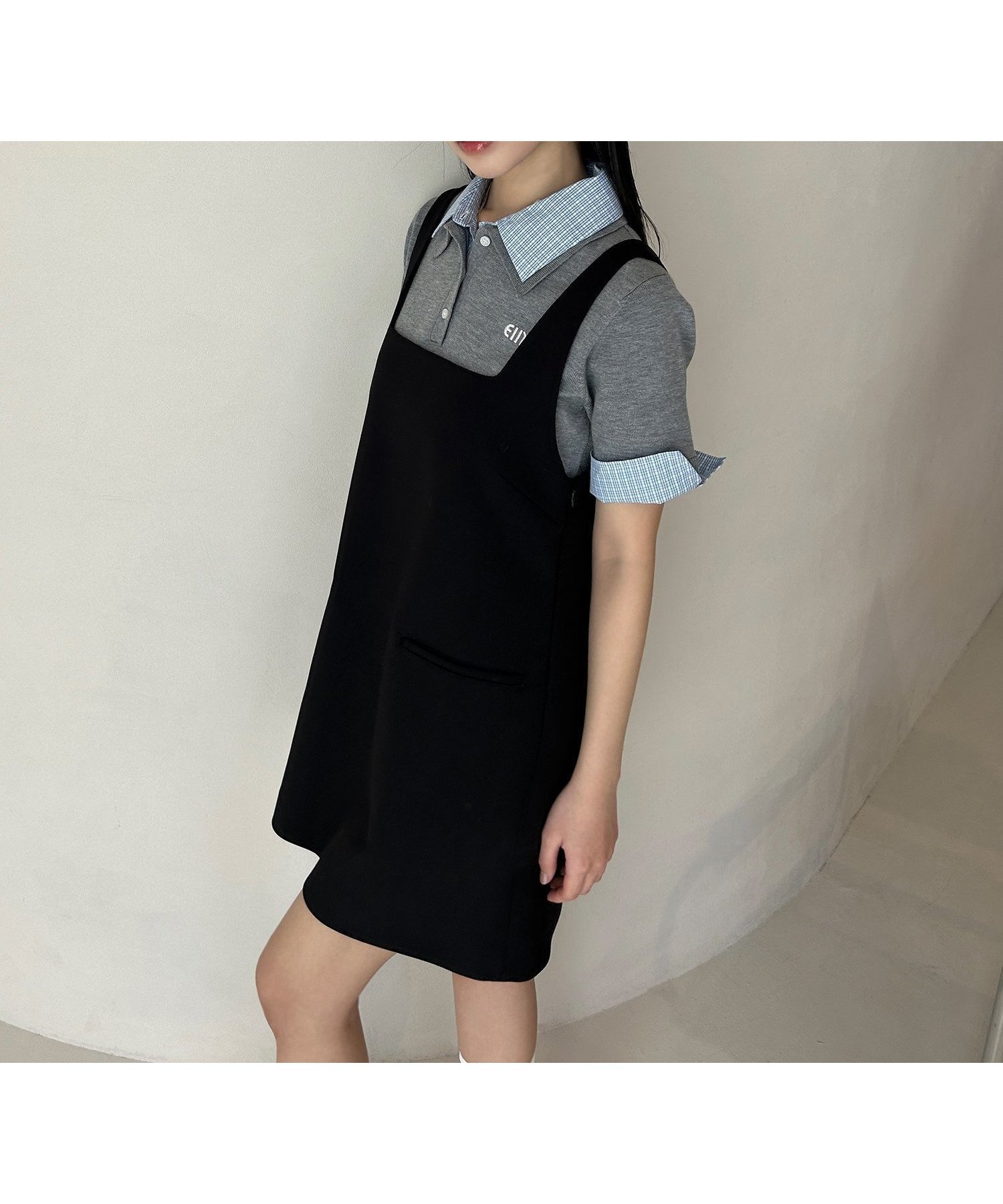 【エイミーイストワール/eimy istoire】のハーフスリーブダブルカラーニット インテリア・キッズ・メンズ・レディースファッション・服の通販 founy(ファニー) 　ファッション　Fashion　レディースファッション　WOMEN　トップス・カットソー　Tops/Tshirt　ニット　Knit Tops　シンプル　Simple　デニム　Denim　フィット　Fit　リラックス　Relax　エレガント 上品　Elegant　GREY|ID: prp329100004553092 ipo3291000000032292852