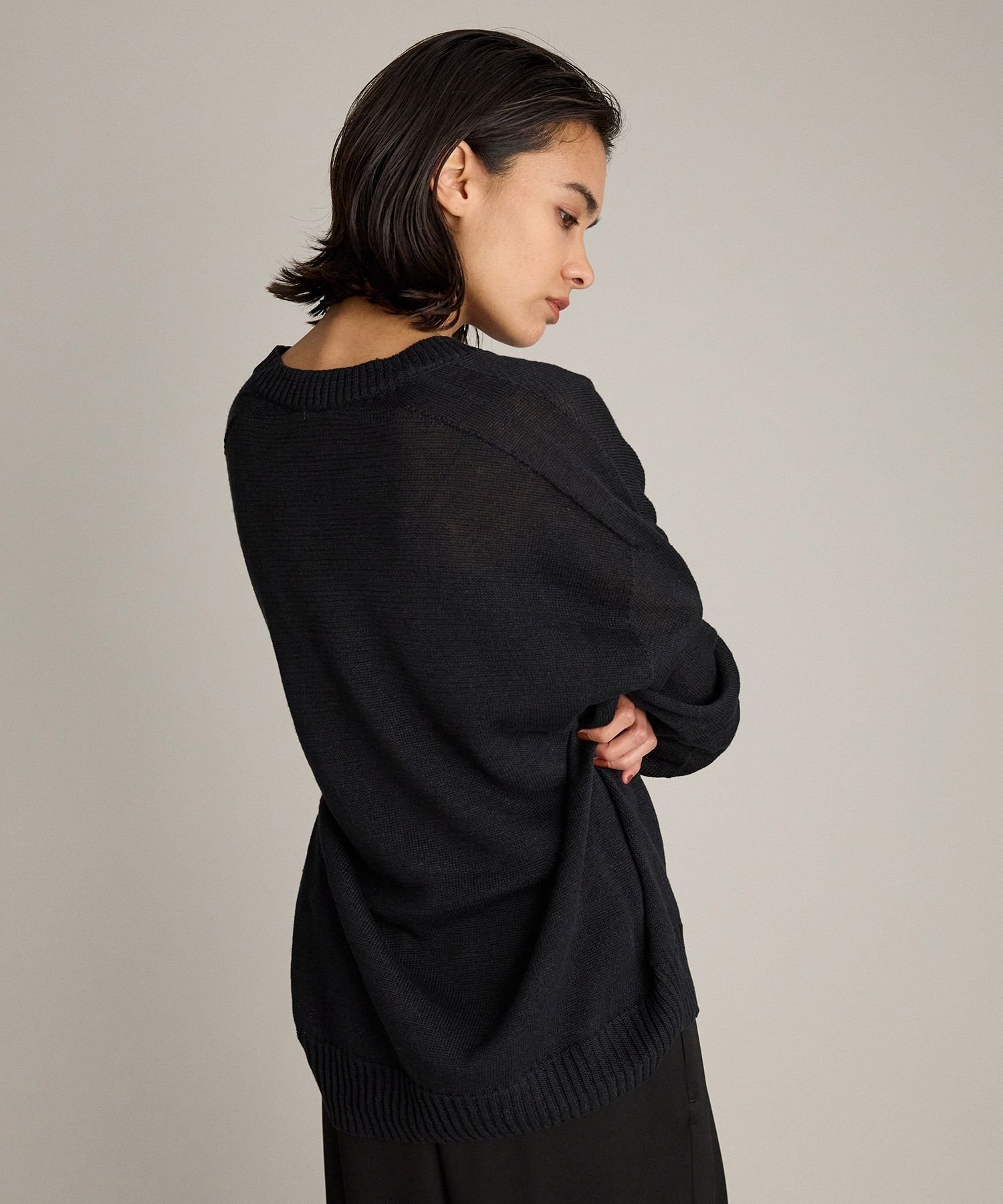 【ブリル/BRILL】のリネンコットンVネックプルオーバーニット インテリア・キッズ・メンズ・レディースファッション・服の通販 founy(ファニー) 　ファッション　Fashion　レディースファッション　Fashion for Women　トップス・カットソー　Cut & Sew Tops　ニット　Knit Tops & Sweaters　カジュアルプルオーバー・ニットトップス　Pullovers & Knit Tops / Casual Pullovers　Vネックトップス　V-Neck Tops / V-Cut Neckline Shirts　パターン　Pattern, Design Print　ホールガーメント　WholeGarment, Seamless Knit　リネン　Linen, Linen Fabric　夏　Summer　ブラック09|ID: prp329100004554047 ipo3291000000032622394
