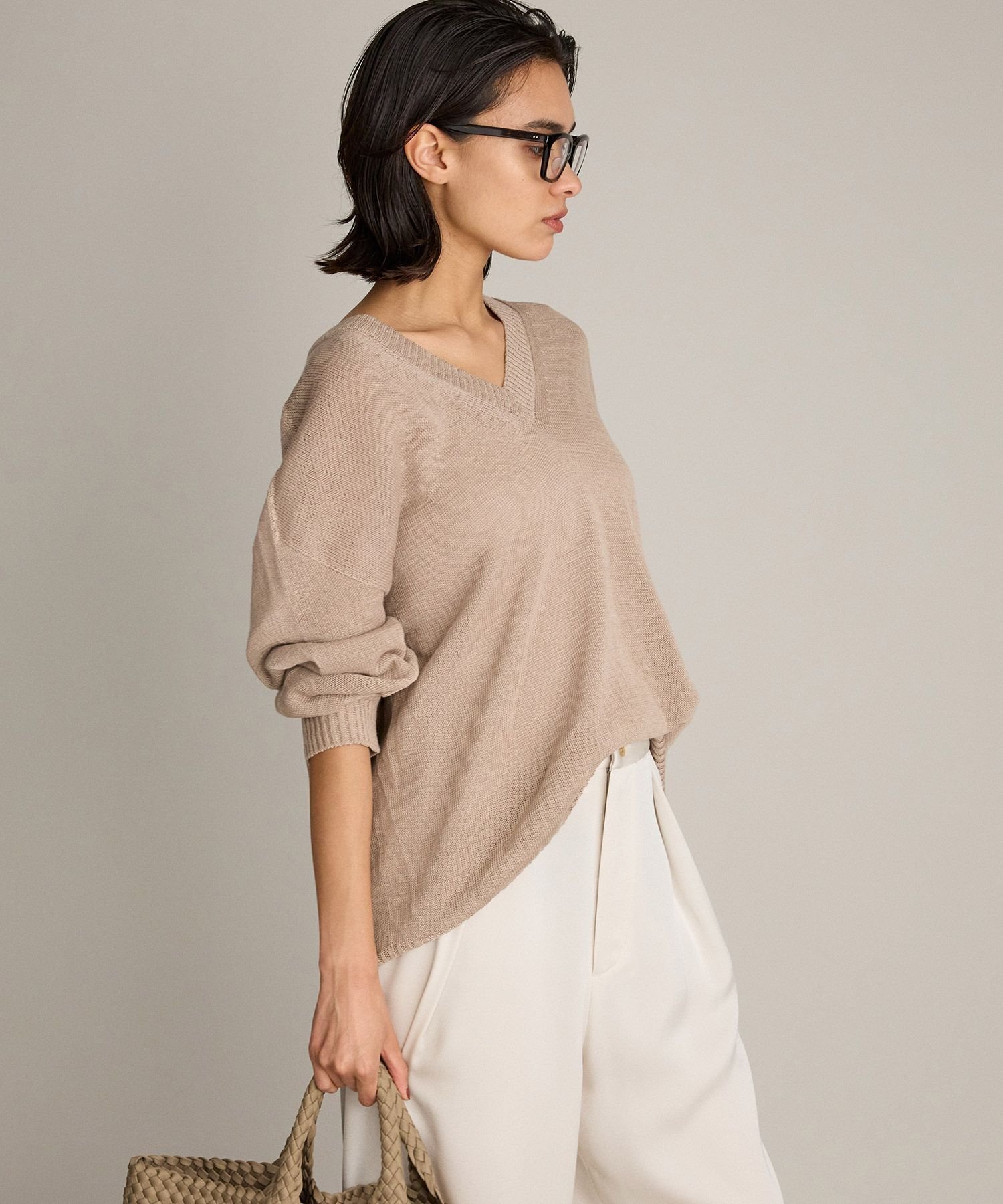 【ブリル/BRILL】のリネンコットンVネックプルオーバーニット インテリア・キッズ・メンズ・レディースファッション・服の通販 founy(ファニー) 　ファッション　Fashion　レディースファッション　Fashion for Women　トップス・カットソー　Cut & Sew Tops　ニット　Knit Tops & Sweaters　カジュアルプルオーバー・ニットトップス　Pullovers & Knit Tops / Casual Pullovers　Vネックトップス　V-Neck Tops / V-Cut Neckline Shirts　パターン　Pattern, Design Print　ホールガーメント　WholeGarment, Seamless Knit　リネン　Linen, Linen Fabric　夏　Summer　ベージュ55|ID: prp329100004554047 ipo3291000000032622395