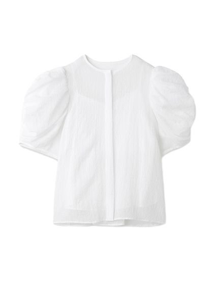 【フレイ アイディー/FRAY I.D】のタックパフボリュームスリーブブラウス インテリア・キッズ・メンズ・レディースファッション・服の通販 founy(ファニー) 　ファッション　Fashion　レディースファッション　Fashion for Women　トップス・カットソー　Cut & Sew Tops　シャツ・ブラウス・オフィスカジュアル　Elegant Blouses & Button-Ups　ボリューム袖・フリルスリーブブラウス　Voluminous & Ruffle Sleeves / Puffy Sleeve Tops　インナー　Innerwear　オーガンジー　Organza Fabric　ギャザー　Gathered, Ruffled　シアー　Sheer, See-Through　スリーブ　Sleeve, Long Sleeve / Short Sleeve　デニム　Denim, Jeans Material　リボン　Ribbon, Bow　エレガント 上品　Elegant　WHT[001]|ID: prp329100004554095 ipo3291000000033347742