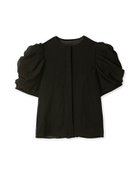 【フレイ アイディー/FRAY I.D】のタックパフボリュームスリーブブラウス 人気、トレンドファッション・服の通販 founy(ファニー) ファッション Fashion レディースファッション Fashion for Women トップス・カットソー Cut & Sew Tops シャツ・ブラウス・オフィスカジュアル Elegant Blouses & Button-Ups ボリューム袖・フリルスリーブブラウス Voluminous & Ruffle Sleeves / Puffy Sleeve Tops インナー Innerwear オーガンジー Organza Fabric ギャザー Gathered, Ruffled シアー Sheer, See-Through スリーブ Sleeve, Long Sleeve / Short Sleeve デニム Denim, Jeans Material リボン Ribbon, Bow エレガント 上品 Elegant thumbnail BLK[009]|ID: prp329100004554095 ipo3291000000033347743