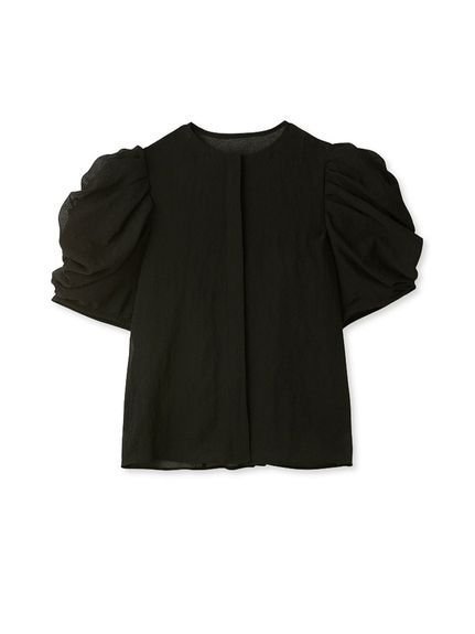 【フレイ アイディー/FRAY I.D】のタックパフボリュームスリーブブラウス インテリア・キッズ・メンズ・レディースファッション・服の通販 founy(ファニー) 　ファッション　Fashion　レディースファッション　Fashion for Women　トップス・カットソー　Cut & Sew Tops　シャツ・ブラウス・オフィスカジュアル　Elegant Blouses & Button-Ups　ボリューム袖・フリルスリーブブラウス　Voluminous & Ruffle Sleeves / Puffy Sleeve Tops　インナー　Innerwear　オーガンジー　Organza Fabric　ギャザー　Gathered, Ruffled　シアー　Sheer, See-Through　スリーブ　Sleeve, Long Sleeve / Short Sleeve　デニム　Denim, Jeans Material　リボン　Ribbon, Bow　エレガント 上品　Elegant　BLK[009]|ID: prp329100004554095 ipo3291000000033347743