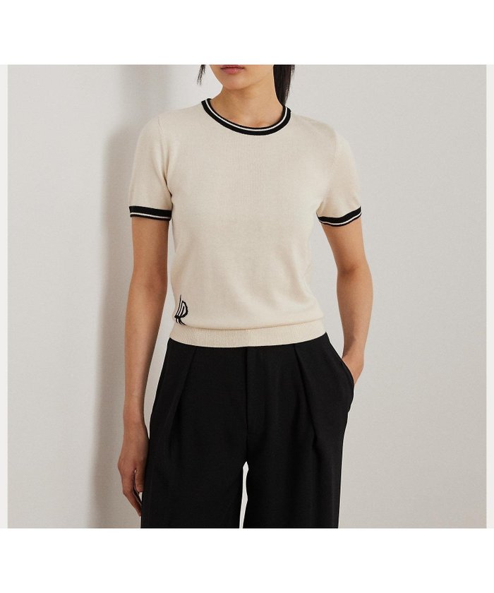 【ラルフローレン/RALPH LAUREN】のツートーン ショートスリーブ セーター インテリア・キッズ・メンズ・レディースファッション・服の通販 founy(ファニー) https://founy.com/ ファッション Fashion レディースファッション Ladies' Fashion Online ショート Short スリーブ Sleeve セーター Sweater フィット Fit フロント Front リラックス Relax 半袖 Short Sleeve |ID: prp329100004554101 ipo3291000000032681926