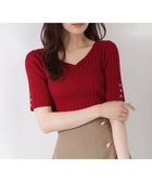 【プロポーション ボディドレッシング/PROPORTION BODY DRESSING】のハートネック半袖リブニット レッド|ID: prp329100004554386 ipo3291000000032750690