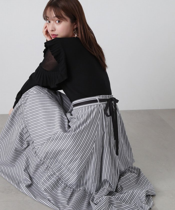 【プロポーション ボディドレッシング/PROPORTION BODY DRESSING】のリボン付きストライプスカート インテリア・キッズ・メンズ・レディースファッション・服の通販 founy(ファニー) https://founy.com/ ファッション Fashion レディースファッション WOMEN スカート Skirt ストライプ Stripe リボン Ribbon 春 Spring |ID: prp329100004554410 ipo3291000000032395550