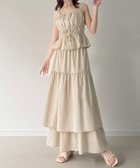 【ジュノア/JUNOAH】のリネン混フロントリボンビスチェ+ティアードスカートset アイボリー|ID: prp329100004554438 ipo3291000000033250950