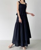 【ジュノア/JUNOAH】のリネン混フロントリボンビスチェ+ティアードスカートset ネイビー|ID: prp329100004554438 ipo3291000000033250951