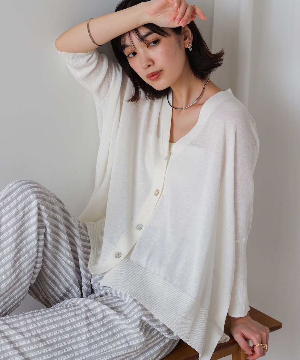 【バブ ブージュルード/Bab Bou Jeloud】の【接触冷感/UVカット】UVサラサラBOXシルエット前後差カーディガン 人気、トレンドファッション・服の通販 founy(ファニー) 　ファッション　Fashion　レディースファッション　WOMEN　トップス・カットソー　Tops/Tshirt　カーディガン　Cardigans　カーディガン　Cardigan　シンプル　Simple　ボックス　Box　リラックス　Relax　エレガント 上品　Elegant　再入荷　Restock/Back In Stock/Re Arrival　 other-1|ID: prp329100004554475 ipo3291000000032248026