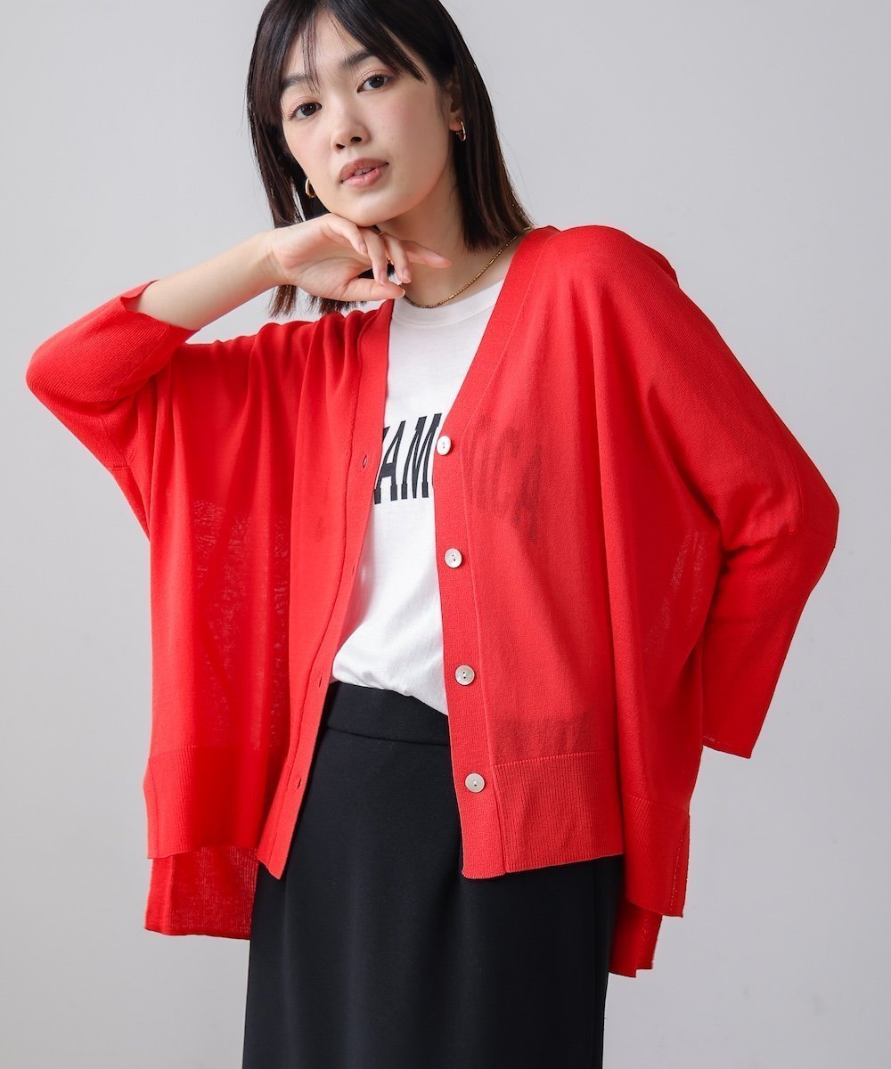 【バブ ブージュルード/Bab Bou Jeloud】の【接触冷感/UVカット】UVサラサラBOXシルエット前後差カーディガン インテリア・キッズ・メンズ・レディースファッション・服の通販 founy(ファニー) 　ファッション　Fashion　レディースファッション　WOMEN　トップス・カットソー　Tops/Tshirt　カーディガン　Cardigans　カーディガン　Cardigan　シンプル　Simple　ボックス　Box　リラックス　Relax　エレガント 上品　Elegant　再入荷　Restock/Back In Stock/Re Arrival　ORANGE|ID: prp329100004554475 ipo3291000000032248031