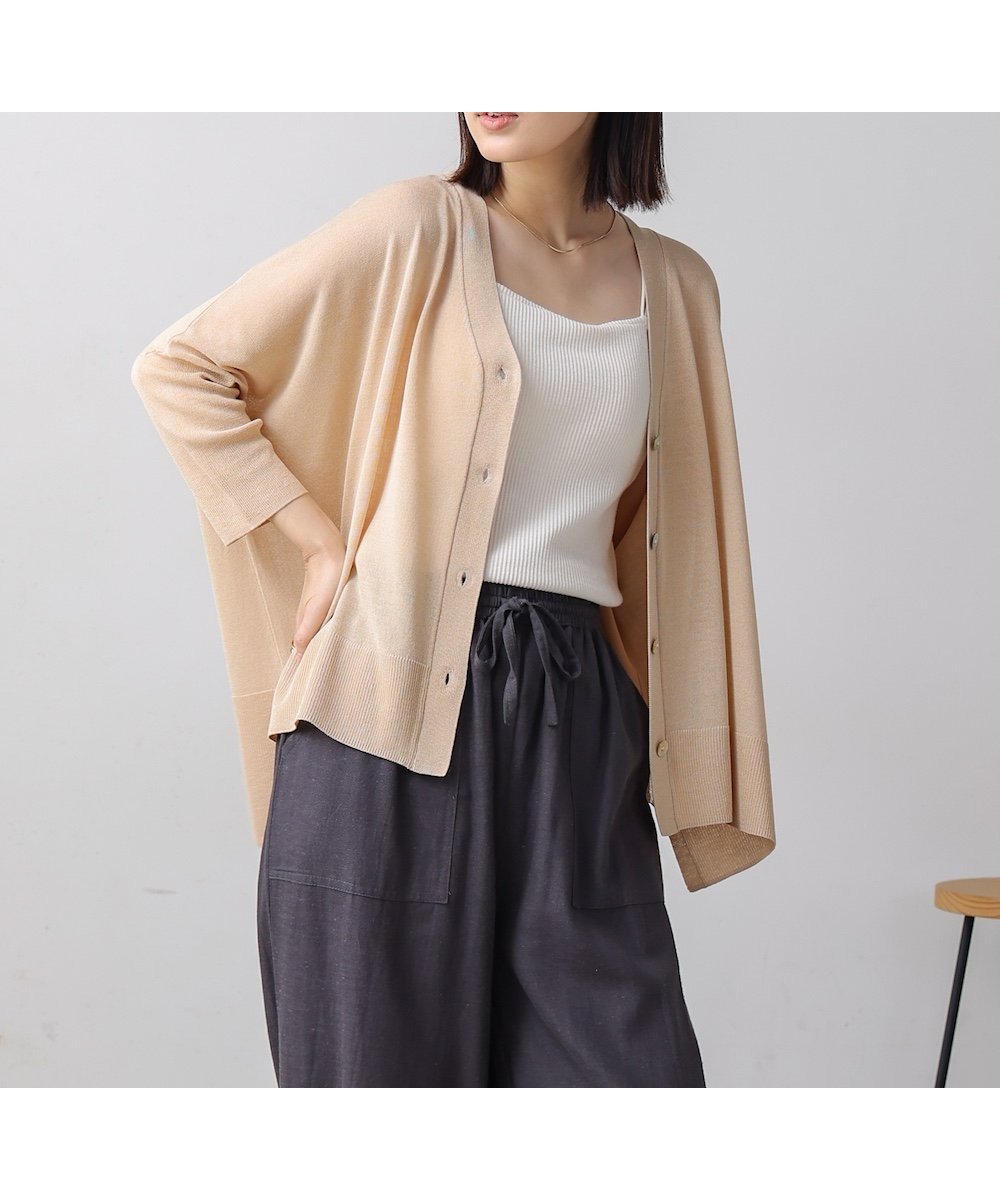 【バブ ブージュルード/Bab Bou Jeloud】の【接触冷感/UVカット】UVサラサラBOXシルエット前後差カーディガン インテリア・キッズ・メンズ・レディースファッション・服の通販 founy(ファニー) 　ファッション　Fashion　レディースファッション　WOMEN　トップス・カットソー　Tops/Tshirt　カーディガン　Cardigans　カーディガン　Cardigan　シンプル　Simple　ボックス　Box　リラックス　Relax　エレガント 上品　Elegant　再入荷　Restock/Back In Stock/Re Arrival　BEIGE|ID: prp329100004554475 ipo3291000000032248034