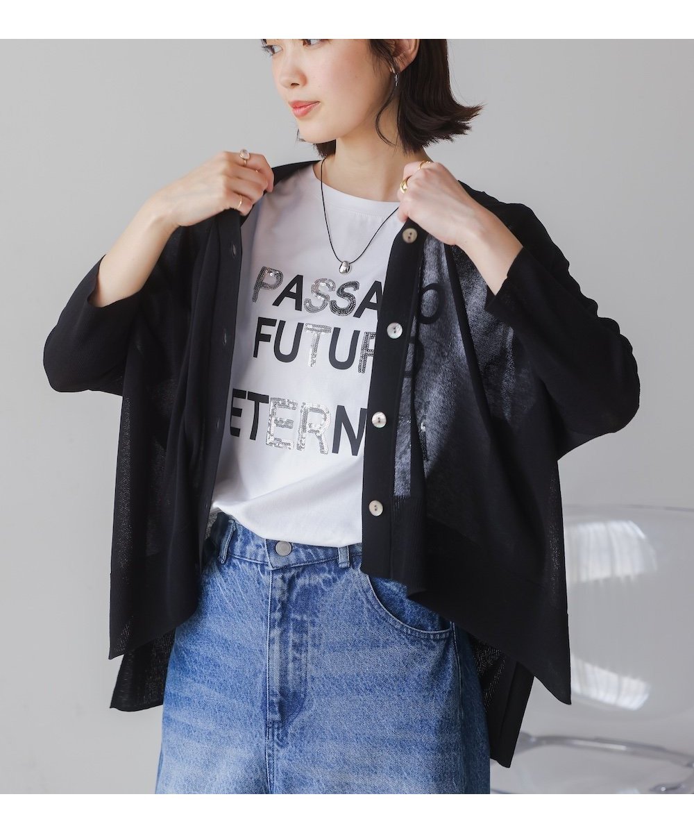 【バブ ブージュルード/Bab Bou Jeloud】の【接触冷感/UVカット】UVサラサラBOXシルエット前後差カーディガン インテリア・キッズ・メンズ・レディースファッション・服の通販 founy(ファニー) 　ファッション　Fashion　レディースファッション　WOMEN　トップス・カットソー　Tops/Tshirt　カーディガン　Cardigans　カーディガン　Cardigan　シンプル　Simple　ボックス　Box　リラックス　Relax　エレガント 上品　Elegant　再入荷　Restock/Back In Stock/Re Arrival　BLACK|ID: prp329100004554475 ipo3291000000032248038