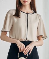 【ラナン/Ranan】のRanan/【ひんやり追加】配色ディテールインナー付ブラウス 人気、トレンドファッション・服の通販 founy(ファニー) ファッション Fashion レディースファッション Fashion for Women トップス・カットソー Cut & Sew Tops シャツ・ブラウス・オフィスカジュアル Elegant Blouses & Button-Ups インナー Innerwear カットソー Cut and Sewn Top シフォン Chiffon, Lightweight Fabric トレンド Trend, Trending Now バランス Balance, Style Balance フレアースリーブ Flared Sleeve, Bell Sleeve ベーシック Basic, Essential |ID:prp329100004554489