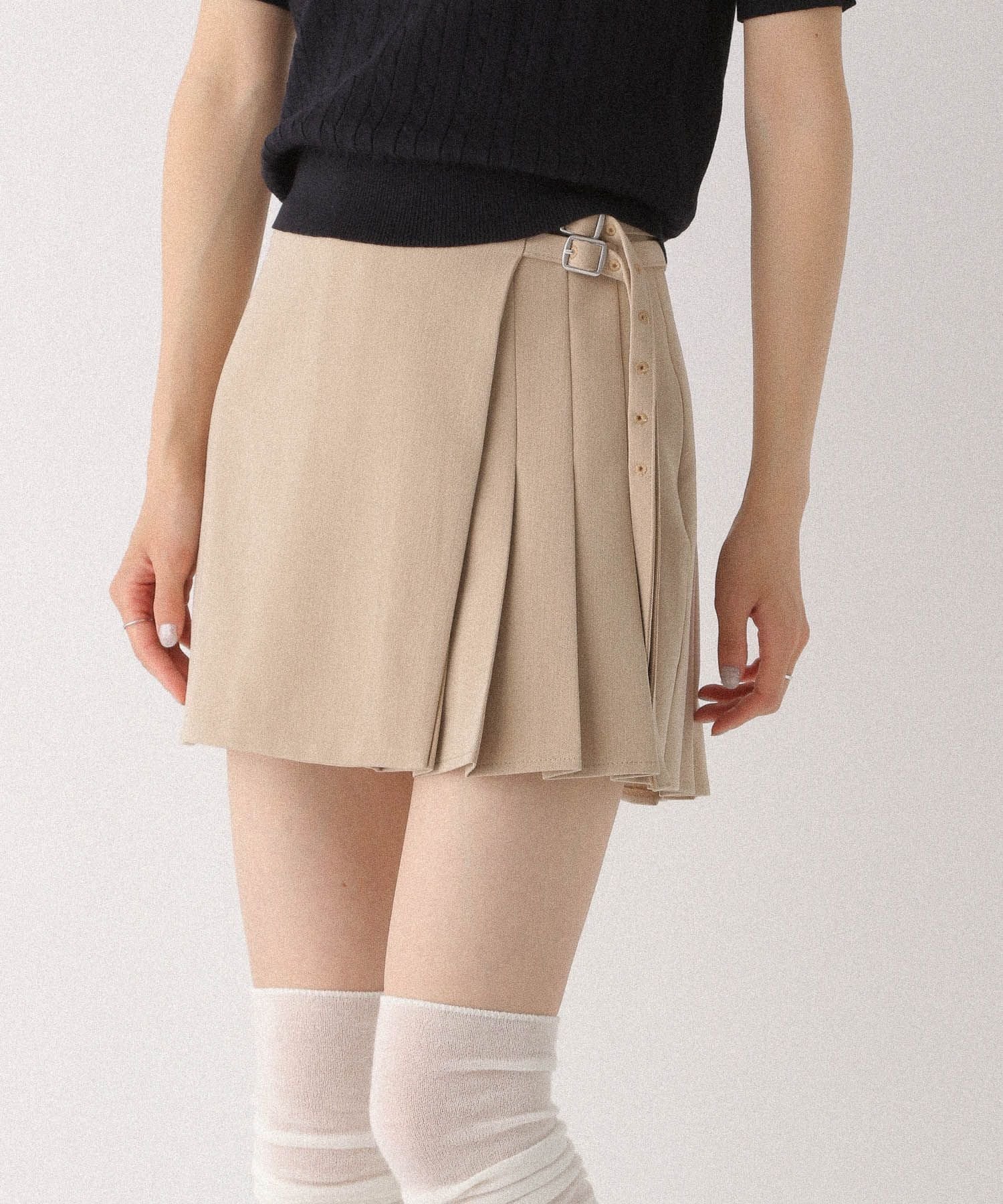 【ヘザー/Heather】のサイドベルトミニスカート インテリア・キッズ・メンズ・レディースファッション・服の通販 founy(ファニー) 　ファッション　Fashion　レディースファッション　Fashion for Women　スカート　Skirts　ミニスカート　Mini Skirts　ベルト&ウエストマーク　Belts & Waist Accessories　フェミニン　Feminine, Girly　プリーツ　Pleats, Pleated　ミニスカート　Mini Skirt, Short Skirt　人気　Popular, Best Seller　ベージュ|ID: prp329100004554538 ipo3291000000033042328
