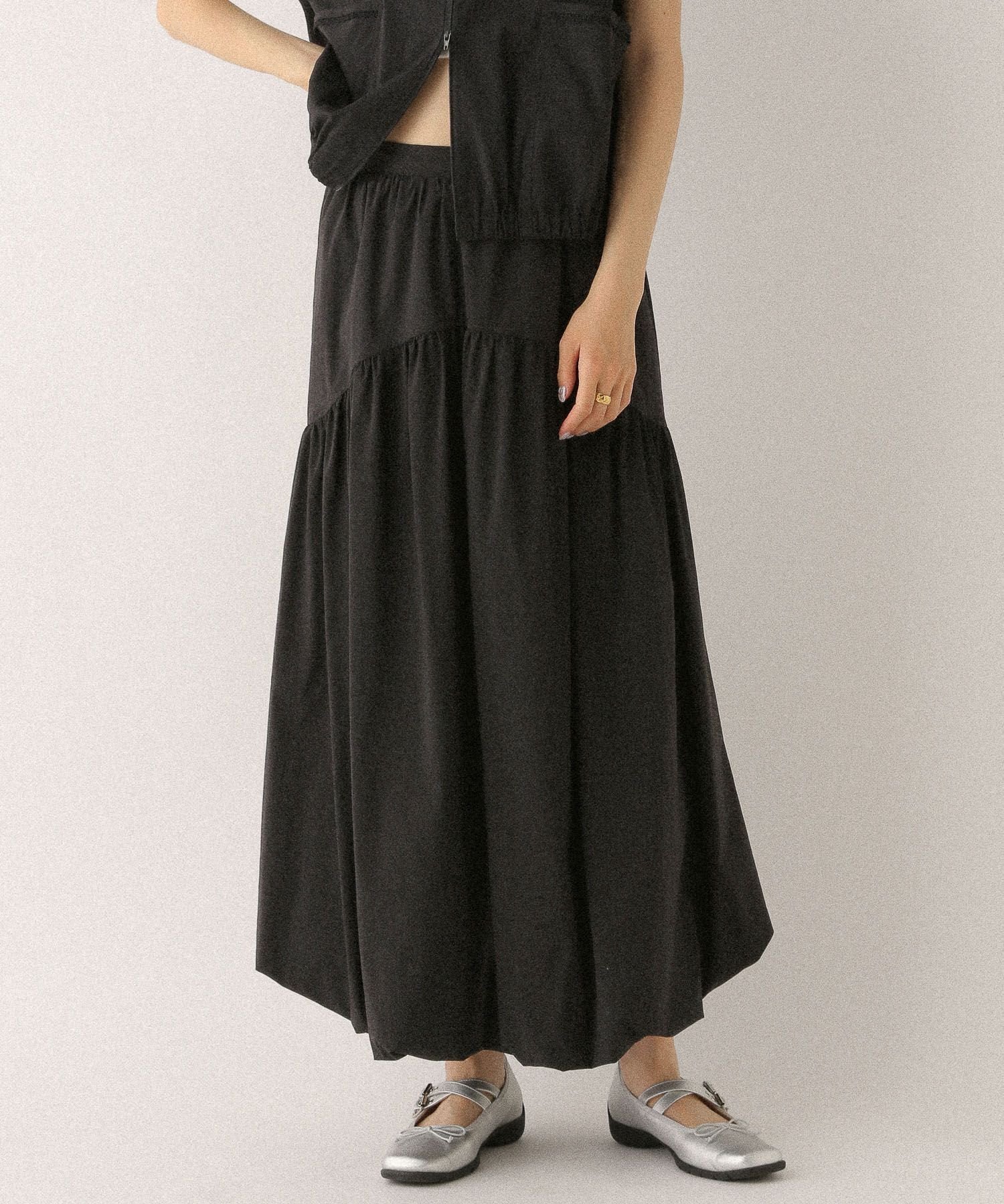 【ヘザー/Heather】のアソートバルーンロングスカート インテリア・キッズ・メンズ・レディースファッション・服の通販 founy(ファニー) 　ファッション　Fashion　レディースファッション　WOMEN　スカート　Skirt　ロングスカート　Long Skirt　おすすめ　Recommend　コンパクト　Compact　バルーン　Balloon　ボトム　Bottom　ロング　Long　今季　This Season　ブラック|ID: prp329100004554541 ipo3291000000032190109