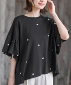 【アールピーエス/rps】のフレアースリーブ刺繍Tシャツ ブラック|ID: prp329100004554624 ipo3291000000033288713
