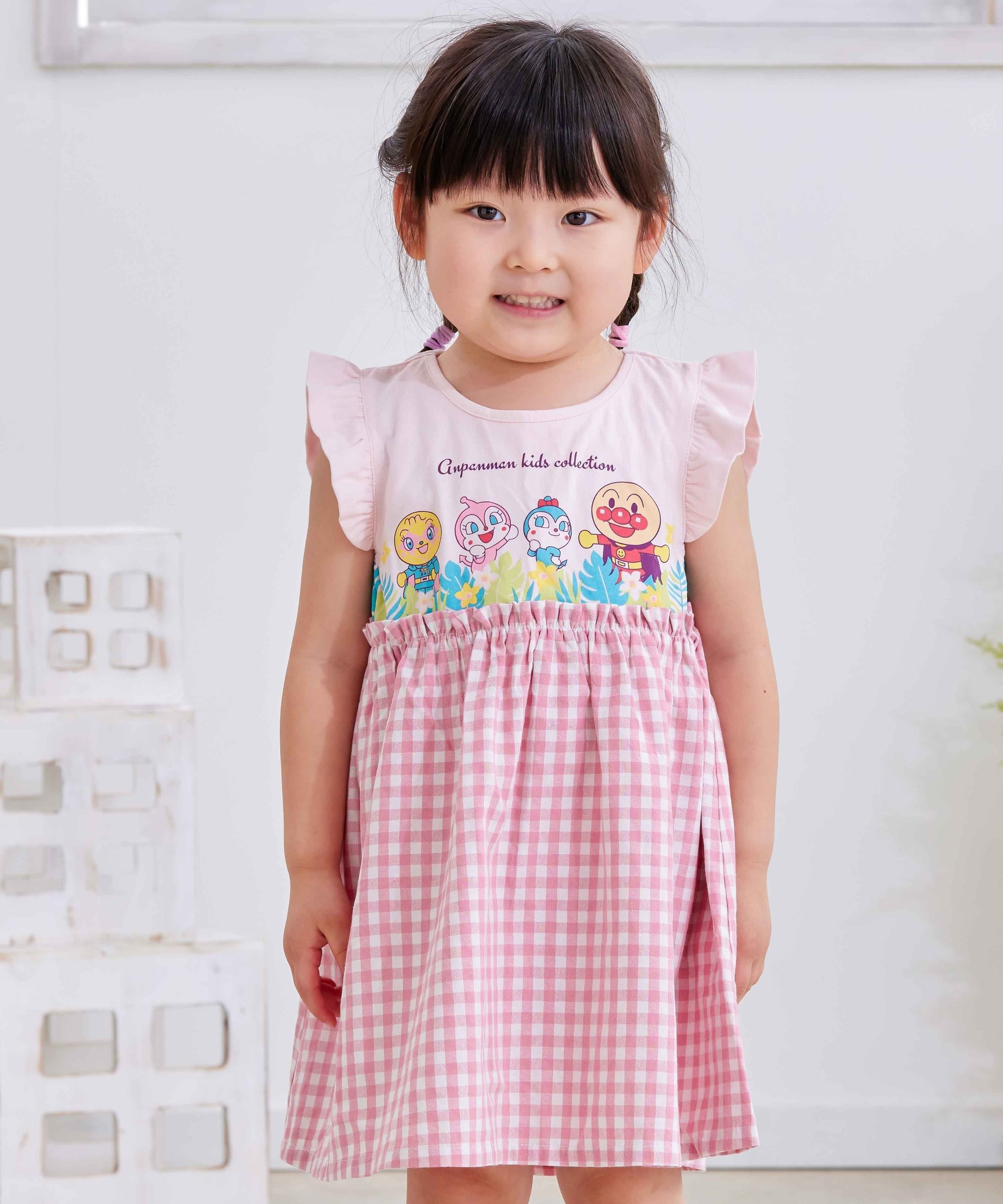 【アンパンマンキッズコレクション/ANPANMAN KIDS COLLECTION / KIDS】のAPKC/ギンガムチェック切替ワンピース インテリア・キッズ・メンズ・レディースファッション・服の通販 founy(ファニー) 　ファッション　Fashion　キッズファッション　Fashion for Kids　ワンピース　Dresses　キャラクター　Character, Licensed Characters　ギンガム　Gingham, Gingham Fabric　コレクション　Collection, Seasonal Line　切替　Switching, Contrast Panel　チェック　Check, Plaid, Tartan　フロント　Front, Front Design　プリント　Print, Printed Pattern　ベビー　Baby, Babywear　ボーイズ　Boyish, Boy Style　メンズ　Men's, Menswear　ギフト プレゼント　Gift / Present　ピンク|ID: prp329100004554656 ipo3291000000032710028