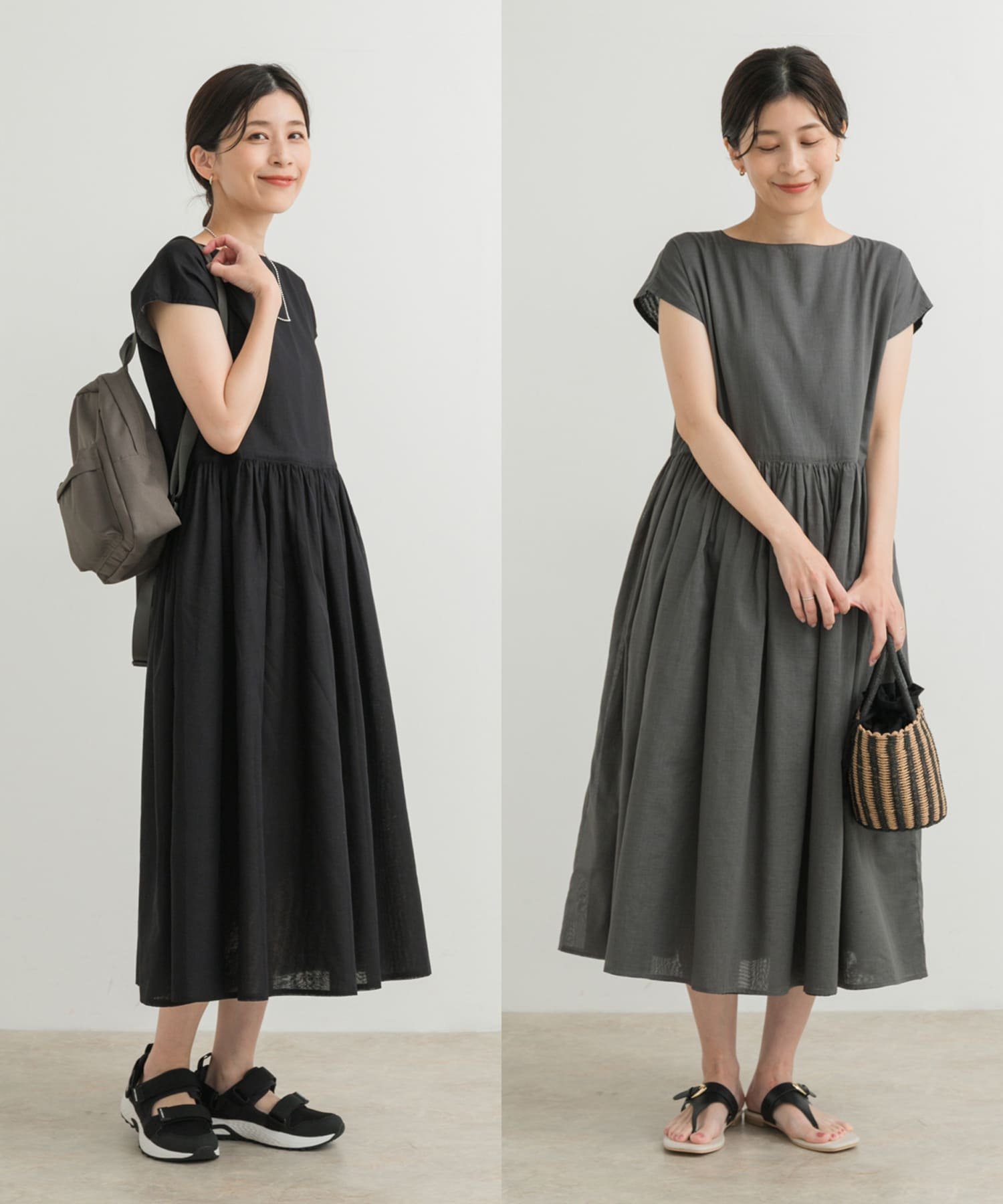 【アーバンリサーチ ドアーズ/URBAN RESEARCH DOORS】の『UR TECH』ボイルリバーシブルワンピース インテリア・キッズ・メンズ・レディースファッション・服の通販 founy(ファニー) 　ファッション　Fashion　レディースファッション　Ladies' Fashion Online　ワンピース　Dress　インナー　Inner　ウェーブ　Wave　抗菌　Antibacterial　スリーブ　Sleeve　パターン　Pattern　フレンチ　French　リバーシブル　Reversible　ルーズ　Loose　ロング　Long　冬　Winter　S/S・春夏　Ss・Spring/Summer　夏　Summer　2025年　2025　2025春夏・S/S　Ss,Spring/Summer,2025　KHK×BLK|ID: prp329100004554658 ipo3291000000032552663