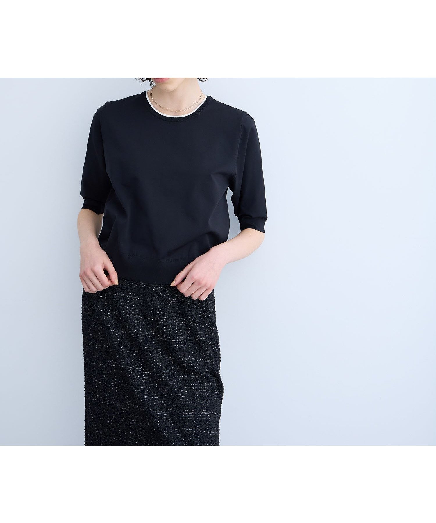 【ノーク/N.O.R.C】のハーフスリーブニット【BEAUTY AIRY】 人気、トレンドファッション・服の通販 founy(ファニー) 　ファッション　Fashion　レディースファッション　WOMEN　トップス・カットソー　Tops/Tshirt　ニット　Knit Tops　コンパクト　Compact　 other-1|ID: prp329100004554684 ipo3291000000032191154