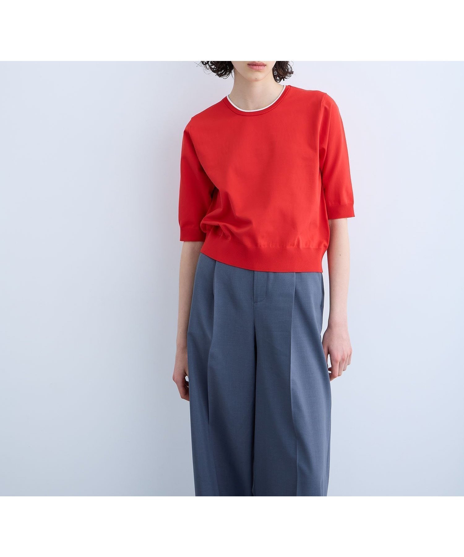 【ノーク/N.O.R.C】のハーフスリーブニット【BEAUTY AIRY】 インテリア・キッズ・メンズ・レディースファッション・服の通販 founy(ファニー) 　ファッション　Fashion　レディースファッション　WOMEN　トップス・カットソー　Tops/Tshirt　ニット　Knit Tops　コンパクト　Compact　レッド|ID: prp329100004554684 ipo3291000000032191158