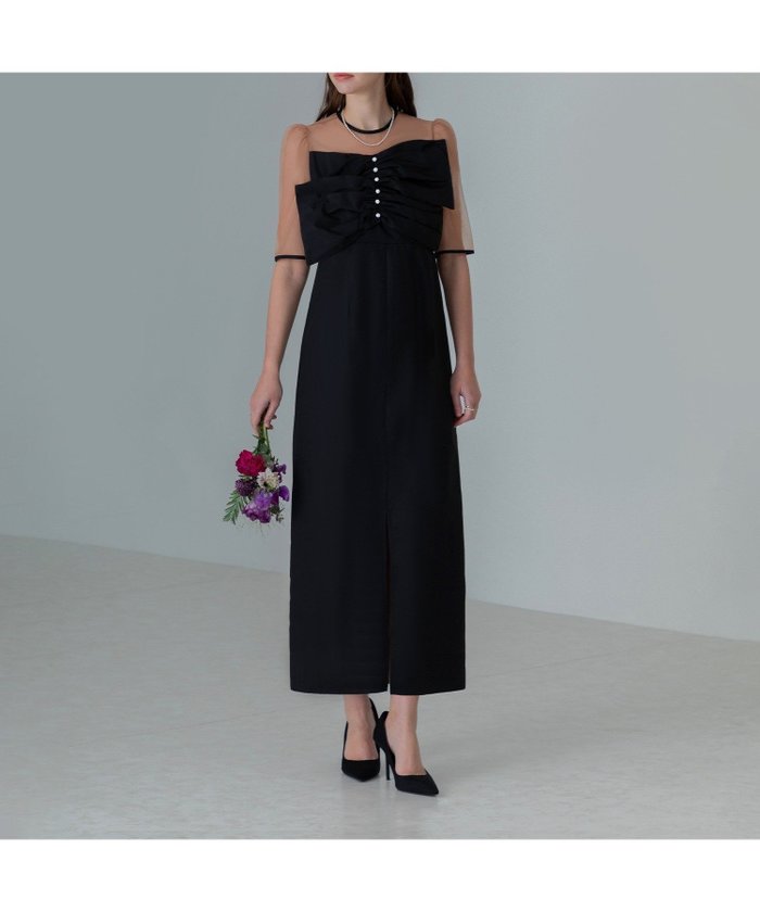 【その他のブランド/Other】のLEJA-フロントプリーツシアースリーブIラインワンピースドレス 結婚式 インテリア・キッズ・メンズ・レディースファッション・服の通販 founy(ファニー) https://founy.com/ ファッション Fashion レディースファッション Fashion for Women ワンピース Dresses フォーマル・パーティードレス・結婚式用ドレス Elegant & Casual Dresses オケージョン Occasion Wear シアー Sheer, See-Through ストレート Straight, Straight Cut スリット Slit, Slit Detail センター Center, Center Line デコルテ Décolleté, Neckline パール Pearl, Pearl Accent フェミニン Feminine, Girly フォーマル Formal, Dressy フロント Front, Front Design プリーツ Pleats, Pleated マーメイド Mermaid, Fishtail Silhouette エレガント 上品 Elegant 結婚式 Wedding 披露宴 Wedding Reception 二次会 After Party |ID: prp329100004554693 ipo3291000000032751796