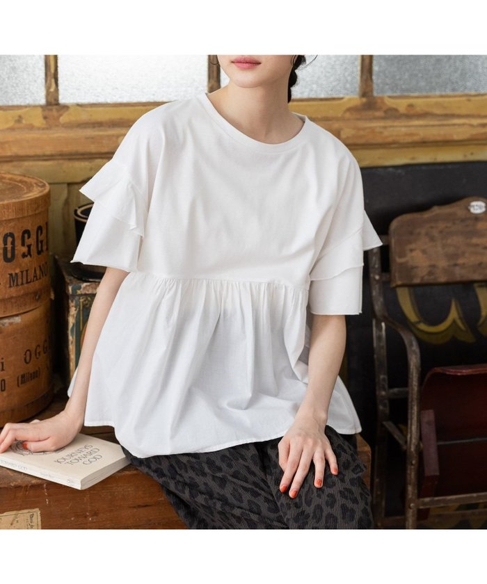 【ニコアンド/niko and】のフリル切り替えペプラムTシャツ インテリア・キッズ・メンズ・レディースファッション・服の通販 founy(ファニー) https://founy.com/ ファッション Fashion レディースファッション Ladies' Fashion Online トップス・カットソー Tops/Tshirt シャツ/ブラウス Shirts/Blouses ロング / Tシャツ T-Shirts おすすめ Recommend タイトスカート Tight Skirt ダブル Double デニム Denim フェミニン Feminine フリル Frills ペプラム Peplum ルーズ Loose |ID: prp329100004554706 ipo3291000000032642253