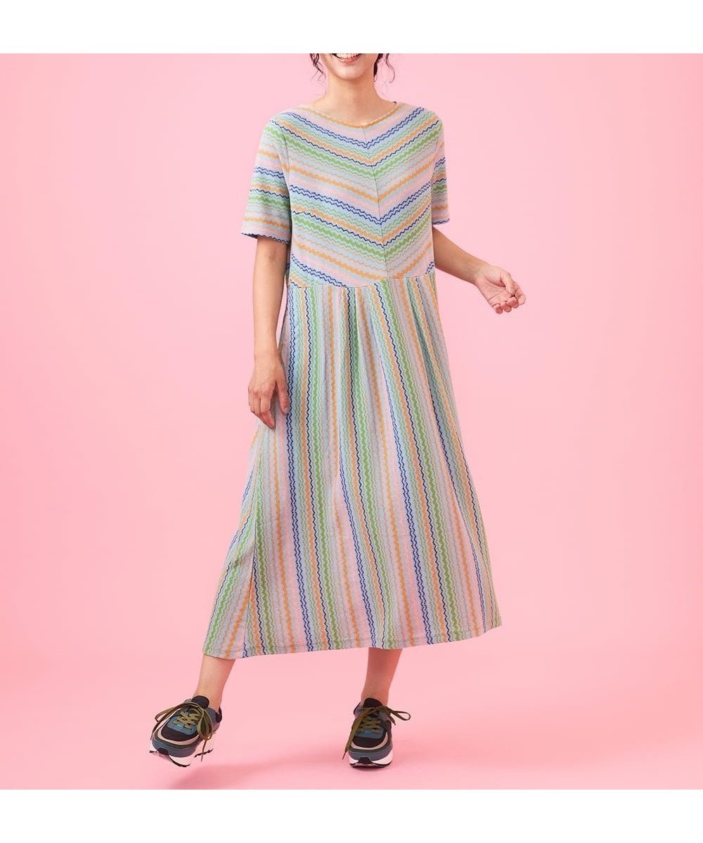 【ホコモモラ/Jocomomola】のギザギザボーダー ウエスト切り替えワンピース 人気、トレンドファッション・服の通販 founy(ファニー) 　ファッション　Fashion　レディースファッション　WOMEN　ワンピース　Dress　カットソー　Cut And Sew　カラフル　Colorful　カーディガン　Cardigan　ジャカード　Jacquard　ストライプ　Stripe　定番　Standard　ベスト　Vest　ボーダー　Border　ポケット　Pocket　レギンス　Leggings　おすすめ　Recommend　夏　Summer　 other-1|ID: prp329100004554761 ipo3291000000032191726