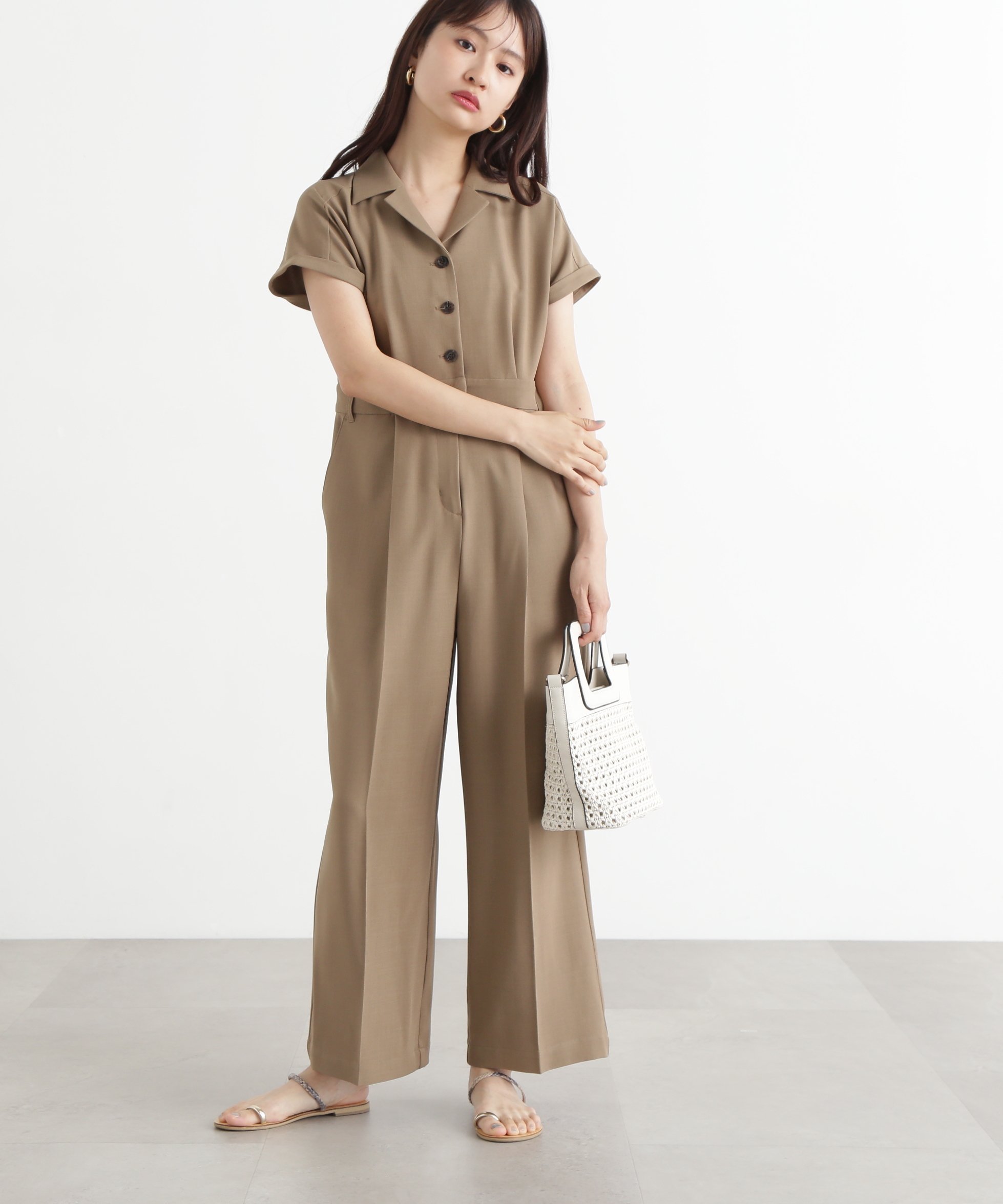 【エヌ ナチュラルビューティーベーシック/N.Natural Beauty basic】のカイキンオールインワン インテリア・キッズ・メンズ・レディースファッション・服の通販 founy(ファニー) 　ファッション　Fashion　レディースファッション　Ladies' Fashion Online　ワンピース　Dress　オールインワン ワンピース　All In One Dress　ストレッチ　Stretch　スリーブ　Sleeve　センター　Center　バランス　Balance　フレンチ　French　ブラウン|ID: prp329100004554782 ipo3291000000032652462