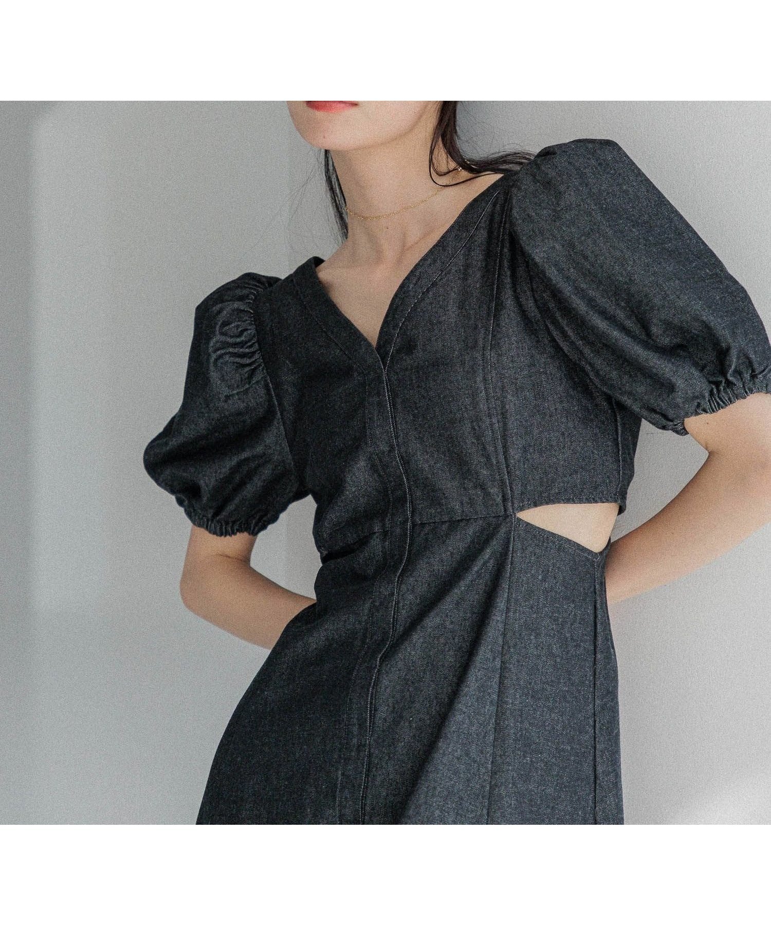 【ヘザー/Heather】のアソートカットアウトワンピース インテリア・キッズ・メンズ・レディースファッション・服の通販 founy(ファニー) 　ファッション　Fashion　レディースファッション　WOMEN　ワンピース　Dress　アクセサリー　Accessories　サンダル　Sandals　シンプル　Simple　スリーブ　Sleeve　フレア　Flare　ロマンティック　Romantic　人気　Popularity　ブラックデニム|ID: prp329100004554805 ipo3291000000032353038