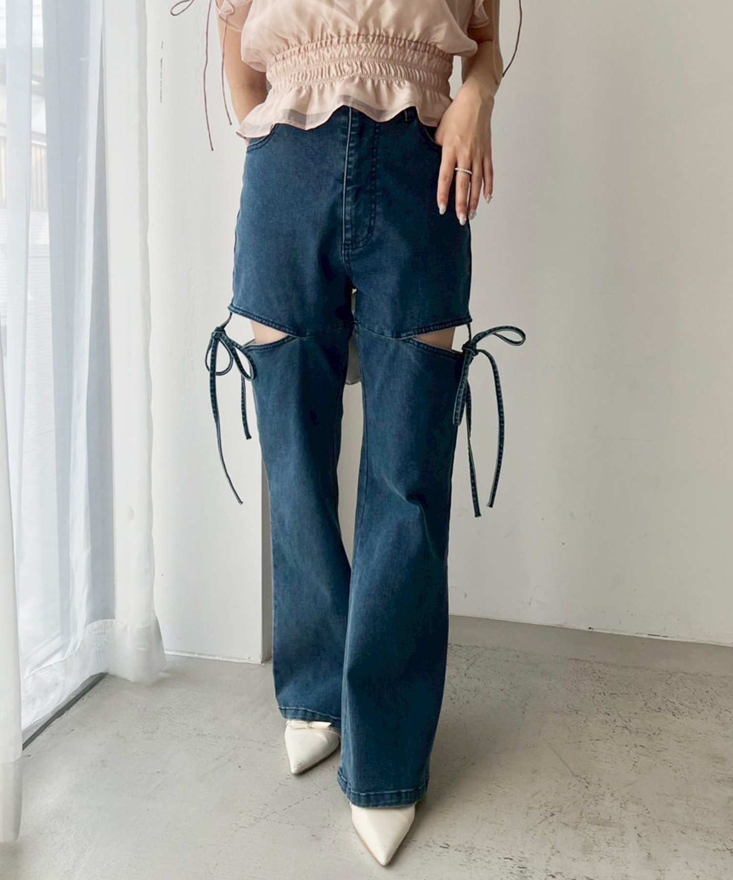 【ナイスクラップ/NICE CLAUP】のサイドあき美脚ストレッチデニム インテリア・キッズ・メンズ・レディースファッション・服の通販 founy(ファニー) 　ファッション　Fashion　レディースファッション　WOMEN　ストレッチ　Stretch　デニム　Denim　ネイビー|ID: prp329100004554838 ipo3291000000032192281