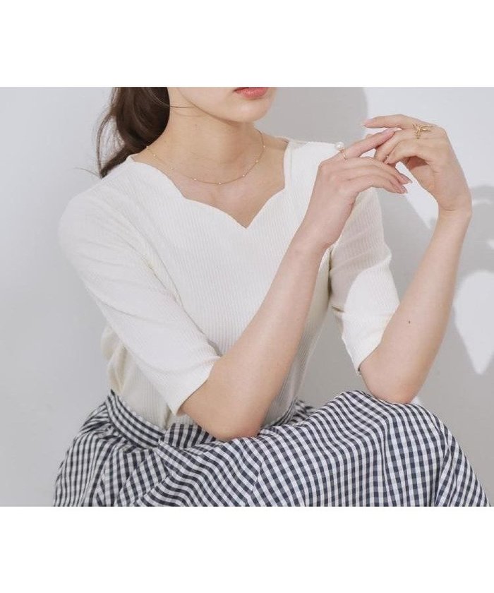 【クチュール ブローチ/Couture Brooch】の【マシンウォッシャブル・アンチピリング・二の腕カバー】ハートネックテレコ5分袖プルオーバー インテリア・キッズ・メンズ・レディースファッション・服の通販 founy(ファニー) https://founy.com/ ファッション Fashion レディースファッション Fashion for Women トップス・カットソー Cut & Sew Tops カジュアルプルオーバー・ニットトップス Pullovers & Knit Tops / Casual Pullovers ストレッチ Stretch, Stretchy Fabric テレコ Ribbed, Rib Stitch デコルテ Décolleté, Neckline ボーダー Border, Stripe 定番 Standard, Basic Item |ID: prp329100004554961 ipo3291000000033814462