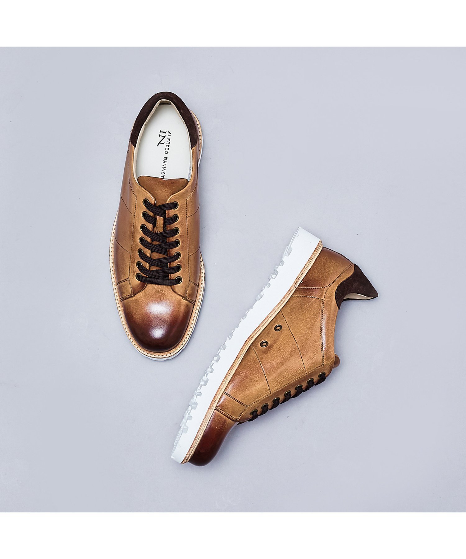 【アルフレッド バニスター/alfredoBANNISTER / MEN】の【一部店舗+WEB限定】レザー ウェルト 厚底ソール レースアップ スニーカー インテリア・キッズ・メンズ・レディースファッション・服の通販 founy(ファニー) 　ファッション　Fashion　メンズファッション　Fashion for Men　シューズ・靴　Shoes　スニーカー / カジュアルにもスポーティにも　Sneakers & Trainers　インソール　Shoe Insole　厚底　Platform Shoes　くるぶし　Ankle-Length　クッション　Cushion, Throw Pillow　スニーカー　Sneakers, Trainers　フィット　Fit, Slim Fit　ベーシック　Basic, Essential　メッシュ　Mesh, Net Fabric　ラバー　Rubber, Rubber Sole　レース　Lace, Lace Fabric　アウトレット　Outlet / Clearance　おすすめ　Recommended / Our Picks　キャメル|ID: prp329100004555007 ipo3291000000033282653