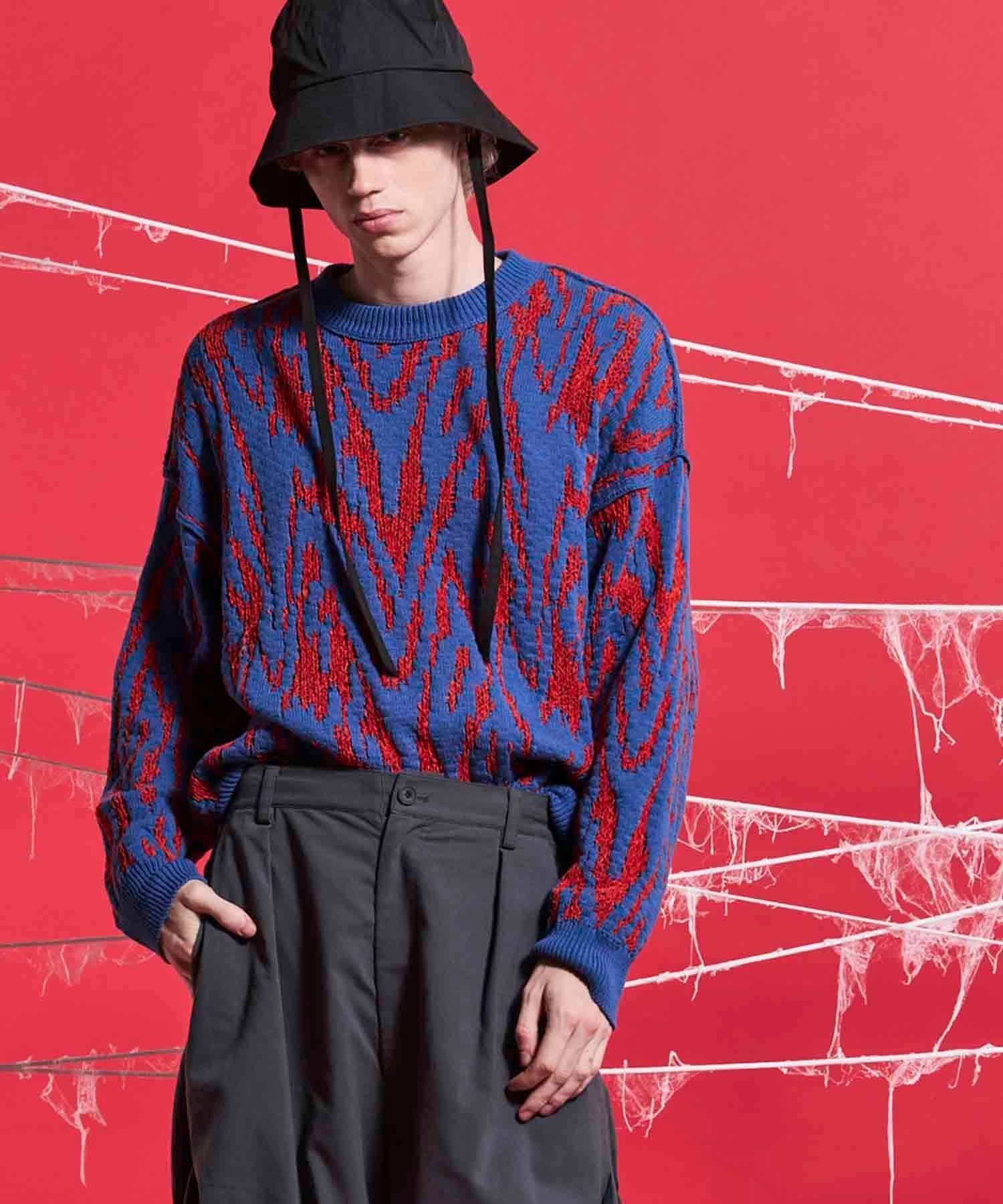 【メゾンスペシャル/MAISON SPECIAL】のPrime-Over Thunder Mesh Jacquard Crew Neck Knit Pullover インテリア・キッズ・メンズ・レディースファッション・服の通販 founy(ファニー) 　ファッション　Fashion　レディースファッション　WOMEN　トップス・カットソー　Tops/Tshirt　ニット　Knit Tops　プルオーバー　Pullover　アクリル　Acrylic　ショルダー　Shoulder　ドロップ　Drop　メッシュ　Mesh　エレガント 上品　Elegant　BLU|ID: prp329100004555116 ipo3291000000032194296
