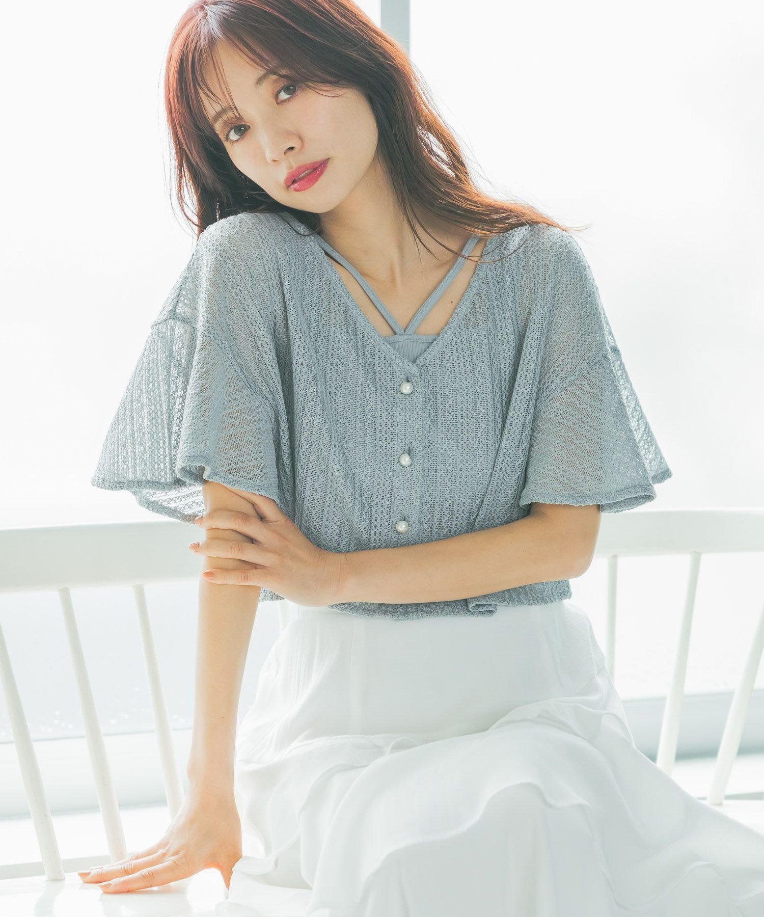 【ミスティ ウーマン/mysty woman】のラッセルレースアンサンブルSS インテリア・キッズ・メンズ・レディースファッション・服の通販 founy(ファニー) 　ファッション　Fashion　レディースファッション　Ladies' Fashion Online　トップス・カットソー　Tops/Tshirt　アンサンブル　Knit Ensemble　おすすめ　Recommend　アンサンブル　Ensemble　ショート　Short　スリーブ　Sleeve　タンク　Tank　ダウン　Down　デニム　Denim　トレンド　Trend　パール　Pearl　フェミニン　Feminine　フレア　Flare　ボトム　Bottom　レース　Race　エレガント 上品　Elegant　ライトブルー82|ID: prp329100004555146 ipo3291000000032605052