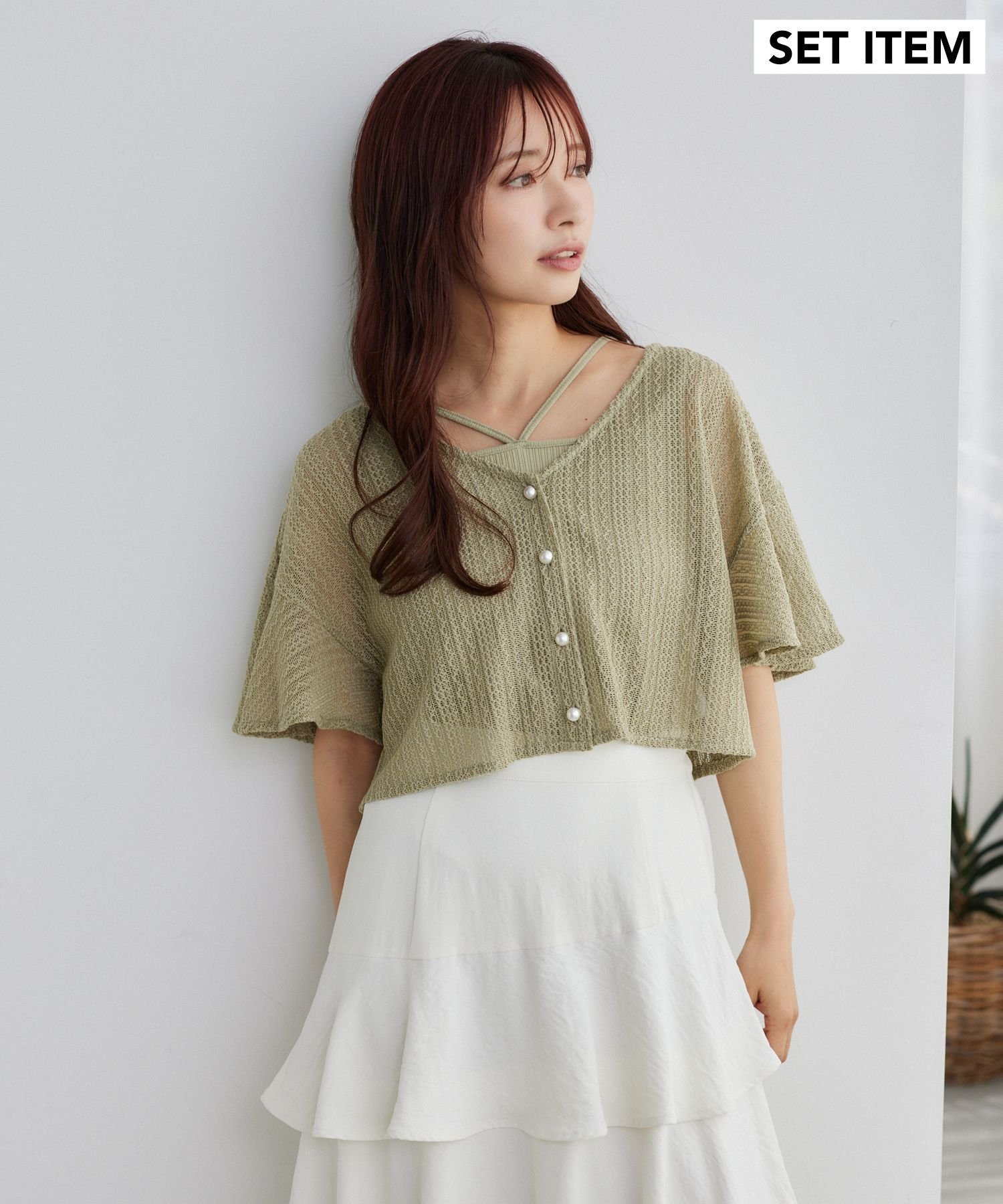 【ミスティ ウーマン/mysty woman】のラッセルレースアンサンブルSS インテリア・キッズ・メンズ・レディースファッション・服の通販 founy(ファニー) 　ファッション　Fashion　レディースファッション　Fashion for Women　トップス・カットソー　Cut & Sew Tops　アンサンブルニット　Knit Ensembles & Twin Sets　おすすめ　Recommended / Our Picks　アンサンブル　Ensemble Set　ショート　Short, Short Length　スリーブ　Sleeve, Long Sleeve / Short Sleeve　タンク　Tank Top, Sleeveless Top　ダウン　Down, Puffer　デニム　Denim, Jeans Material　トレンド　Trend, Trending Now　パール　Pearl, Pearl Accent　フェミニン　Feminine, Girly　フレア　Flare, Flared　ボトム　Bottoms, Lower Wear　レース　Lace, Lace Fabric　エレガント 上品　Elegant　ライトグリーン72|ID: prp329100004555146 ipo3291000000033574606