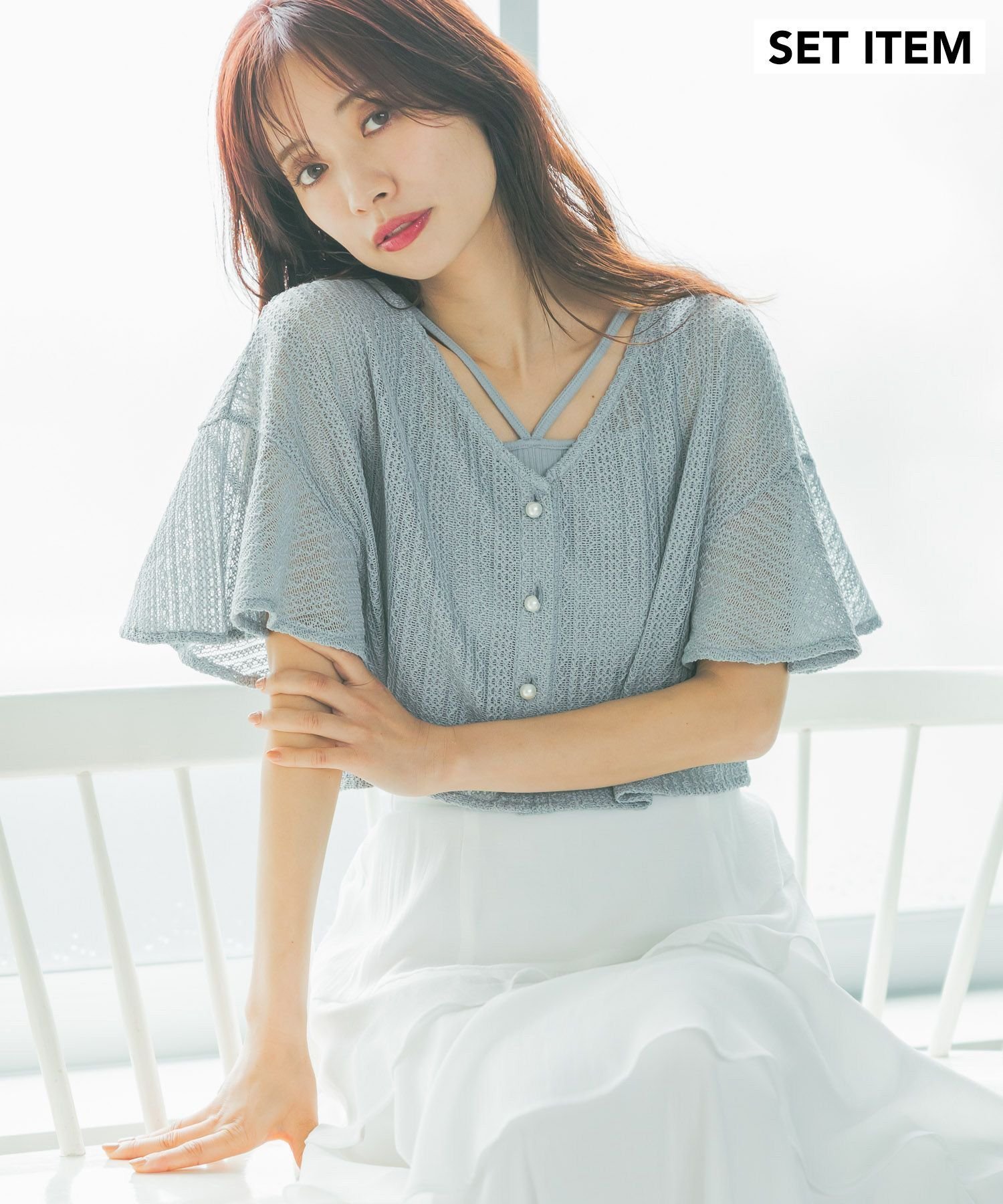 【ミスティ ウーマン/mysty woman】のラッセルレースアンサンブルSS インテリア・キッズ・メンズ・レディースファッション・服の通販 founy(ファニー) 　ファッション　Fashion　レディースファッション　Fashion for Women　トップス・カットソー　Cut & Sew Tops　アンサンブルニット　Knit Ensembles & Twin Sets　おすすめ　Recommended / Our Picks　アンサンブル　Ensemble Set　ショート　Short, Short Length　スリーブ　Sleeve, Long Sleeve / Short Sleeve　タンク　Tank Top, Sleeveless Top　ダウン　Down, Puffer　デニム　Denim, Jeans Material　トレンド　Trend, Trending Now　パール　Pearl, Pearl Accent　フェミニン　Feminine, Girly　フレア　Flare, Flared　ボトム　Bottoms, Lower Wear　レース　Lace, Lace Fabric　エレガント 上品　Elegant　ライトブルー82|ID: prp329100004555146 ipo3291000000033574608